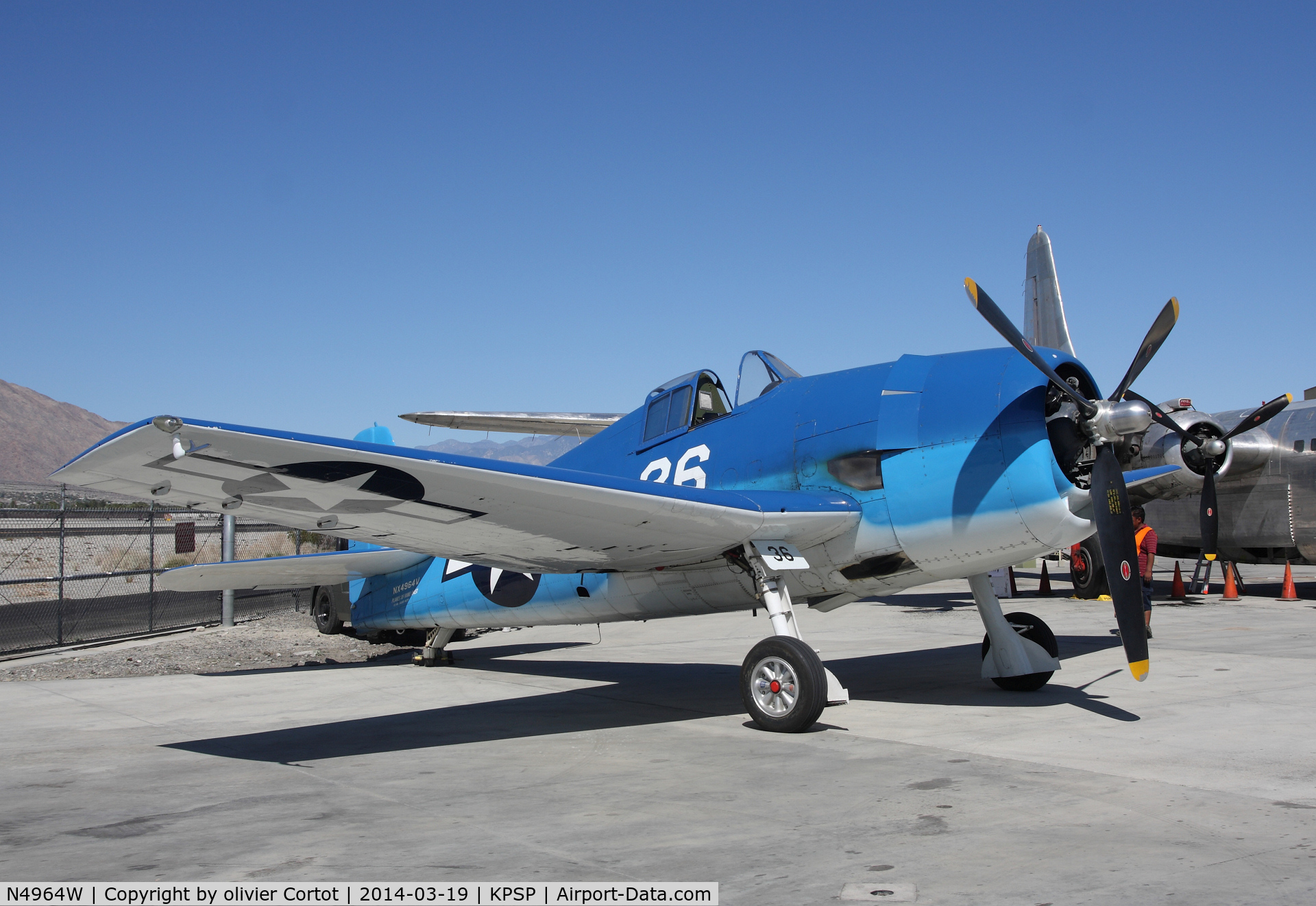 N4964W, 1944 Grumman F6F-5 Hellcat C/N 001006, under the sun of Palm Springs