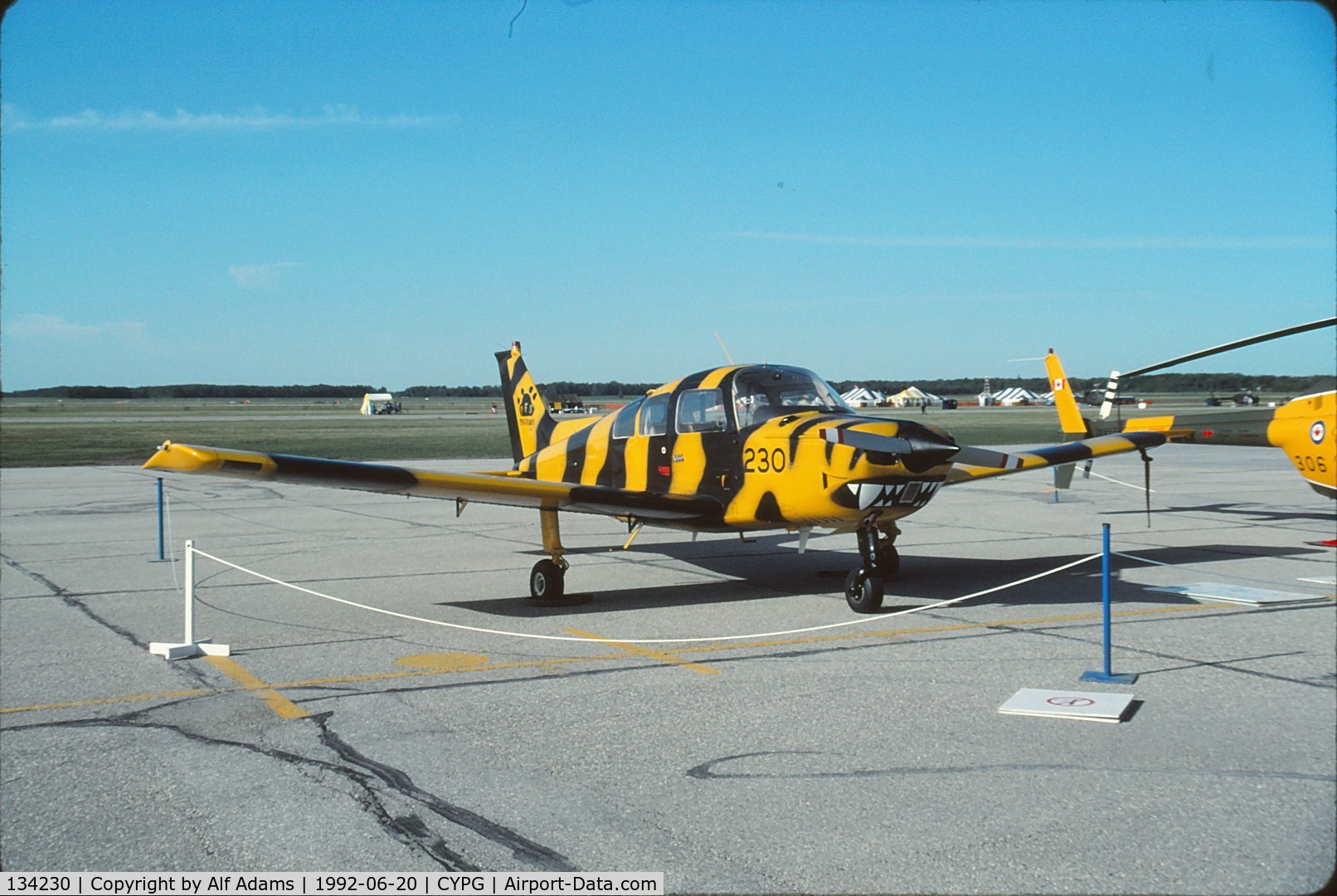 134230, Beech CT-134 Musketeer C/N M-2317, Displayed at the airshow at Canadian Forces Base Portage la Prairie, Manitoba, Canada in 1992.