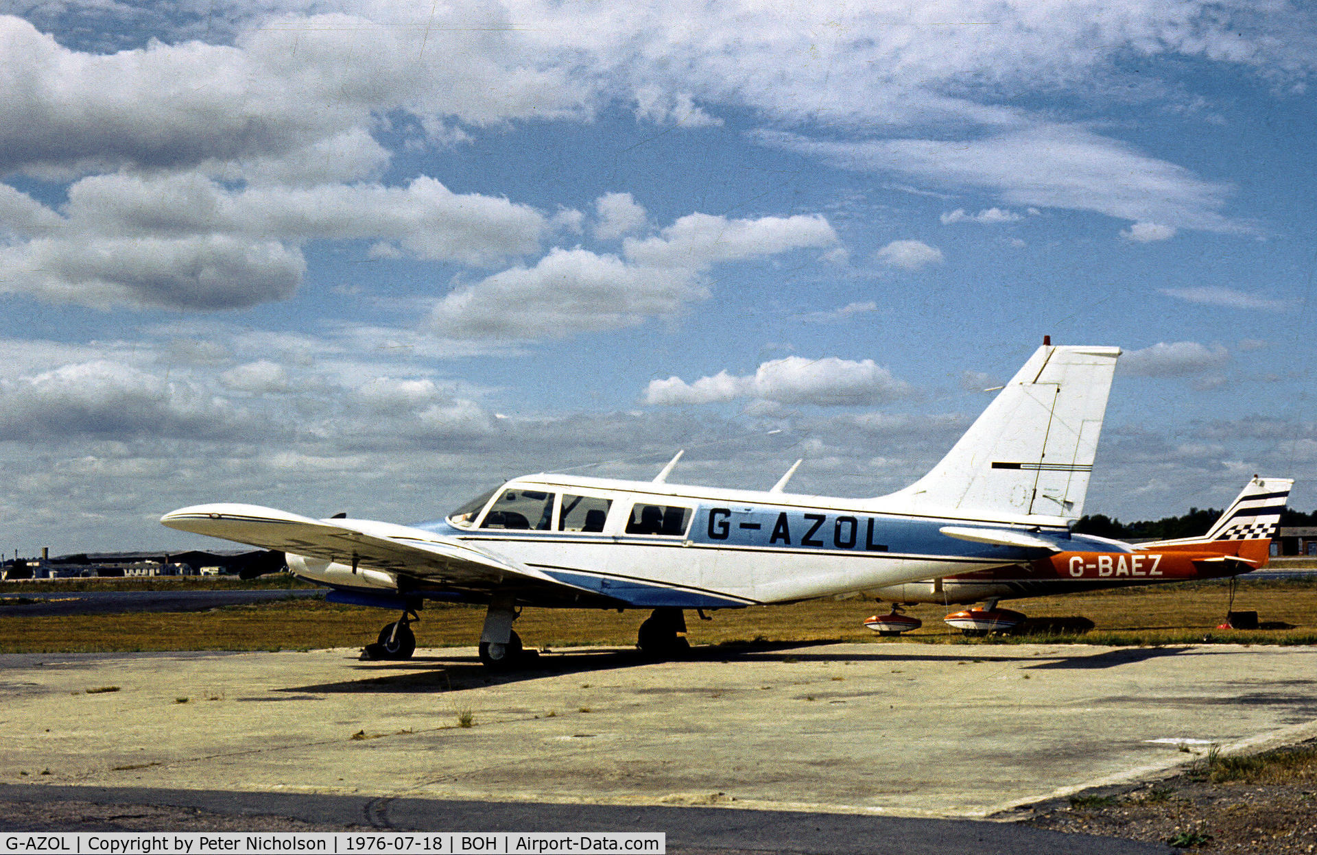 G-AZOL, 1971 Piper PA-34-200 Seneca C/N 34-7250075, PA-34-200 Seneca as seen at Bournemouth Hurn in the Summer of 1976.