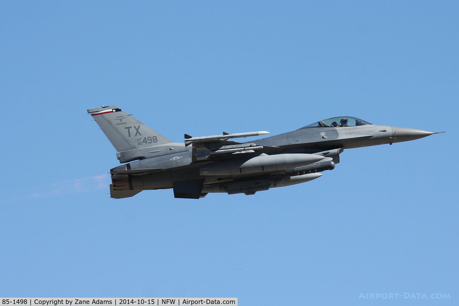85-1498, 1985 Lockheed Martin F-16C Fighting Falcon C/N 5C-278, 301st FW F-16, departing NASJRB Fort Worth