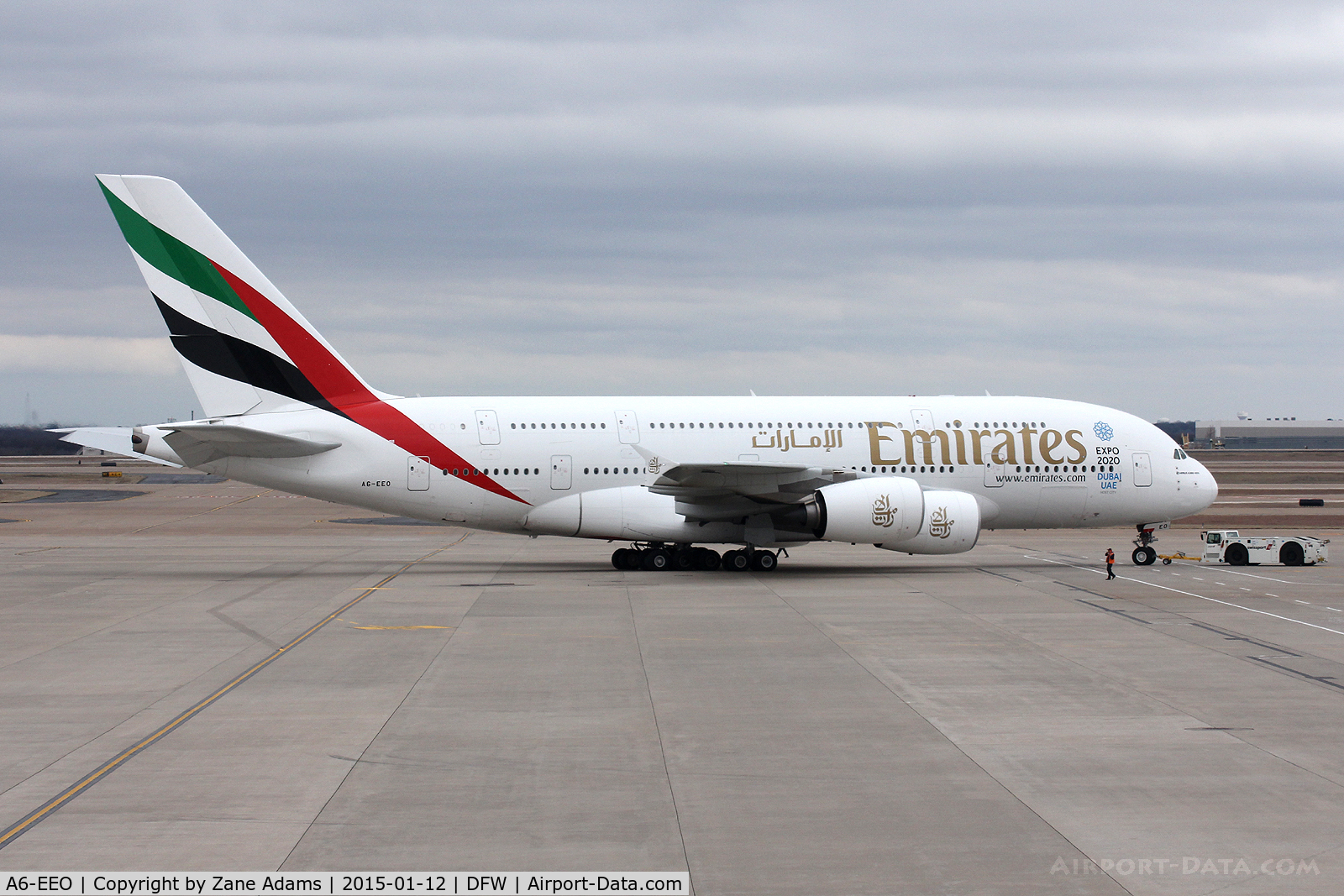 A6-EEO, 2013 Airbus A380-861 C/N 136, At DFW Airport