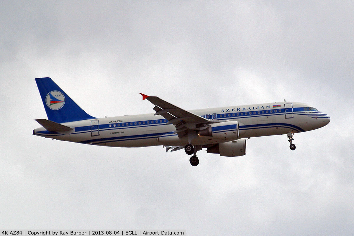 4K-AZ84, 2006 Airbus A320-214 C/N 3006, Airbus A320-214 [3006] (Azerbaijan Airlines) Home~G 04/08/2013. On approach 27L.