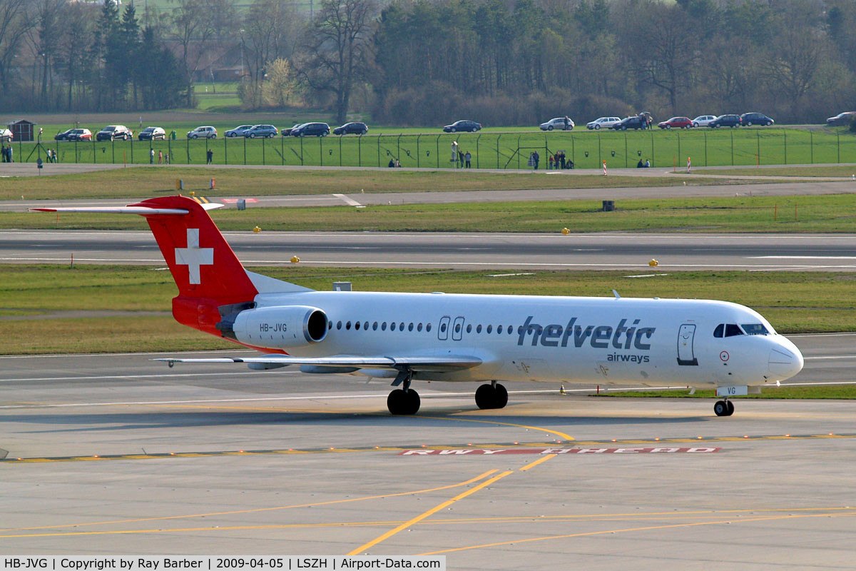 HB-JVG, 1993 Fokker 100 (F-28-0100) C/N 11478, Fokker F-100 [11478] (Helvetic Airways) Zurich~HB 05/04/2009