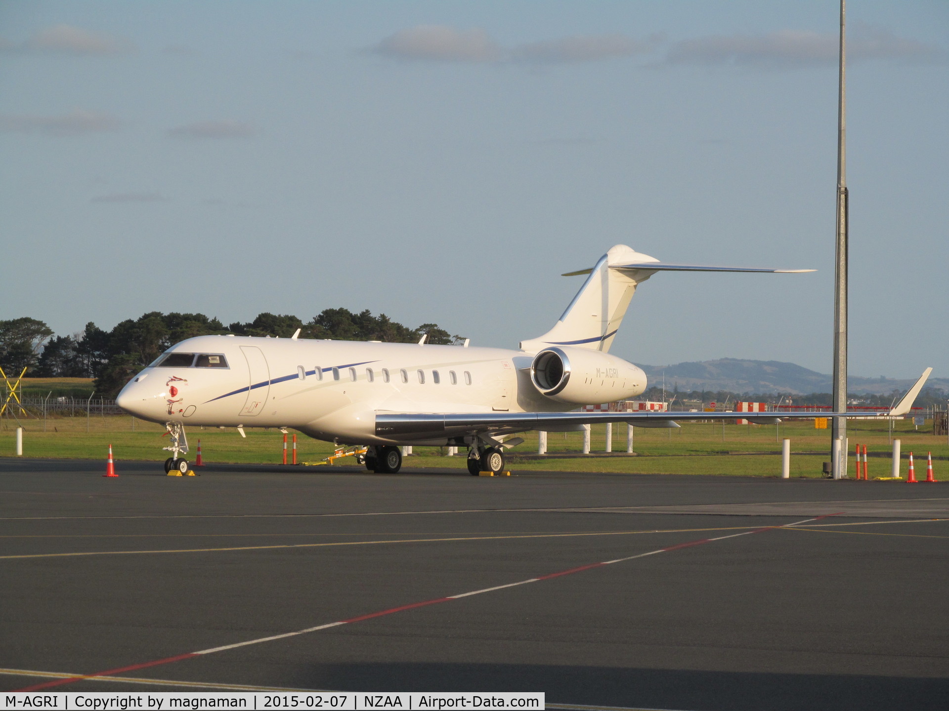 M-AGRI, 2014 Bombardier BD-700-1A11 Global 5000 C/N 9597, up from visiting queenstown with other billionaires party on M V Serene