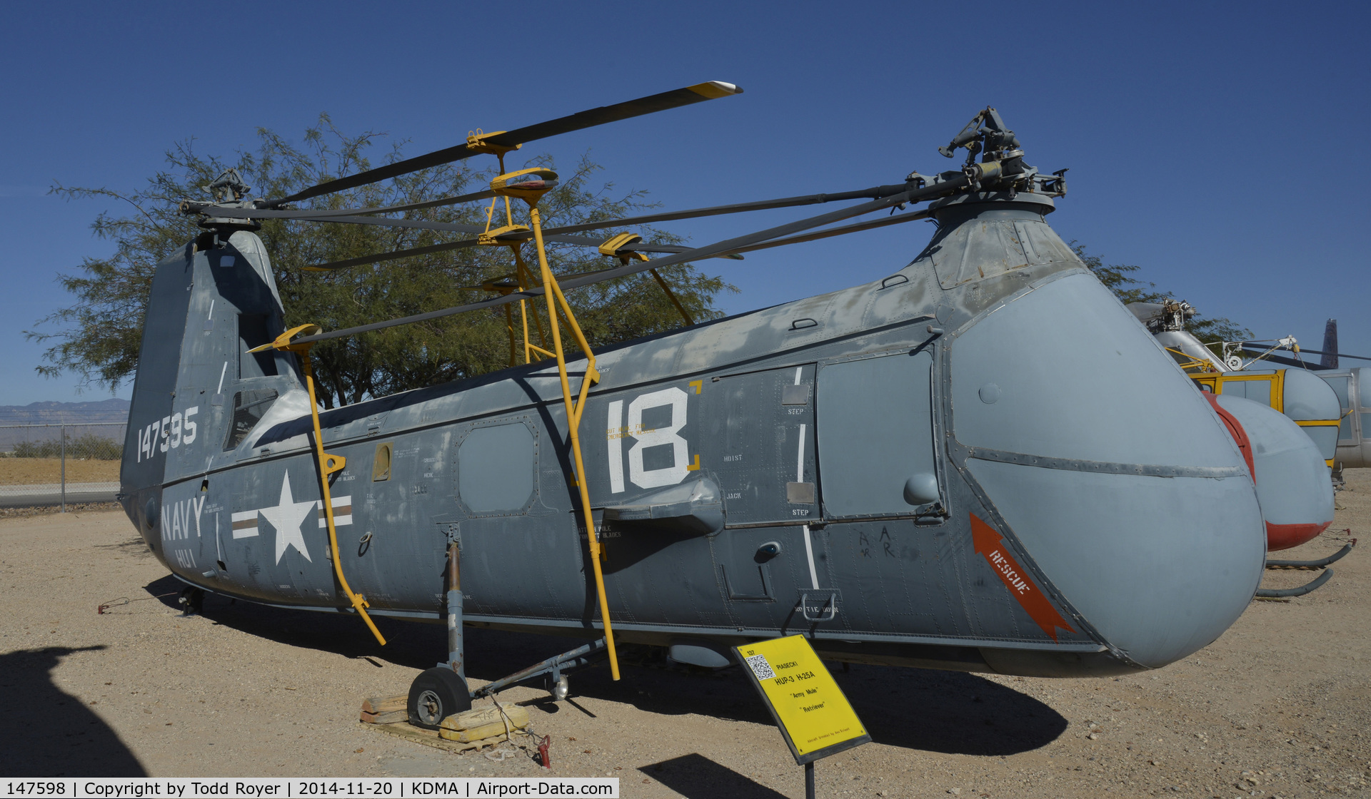 147598, Piasecki HUP-3 Retriever C/N Not found 147598, On display at the Pima Air and Space Museum