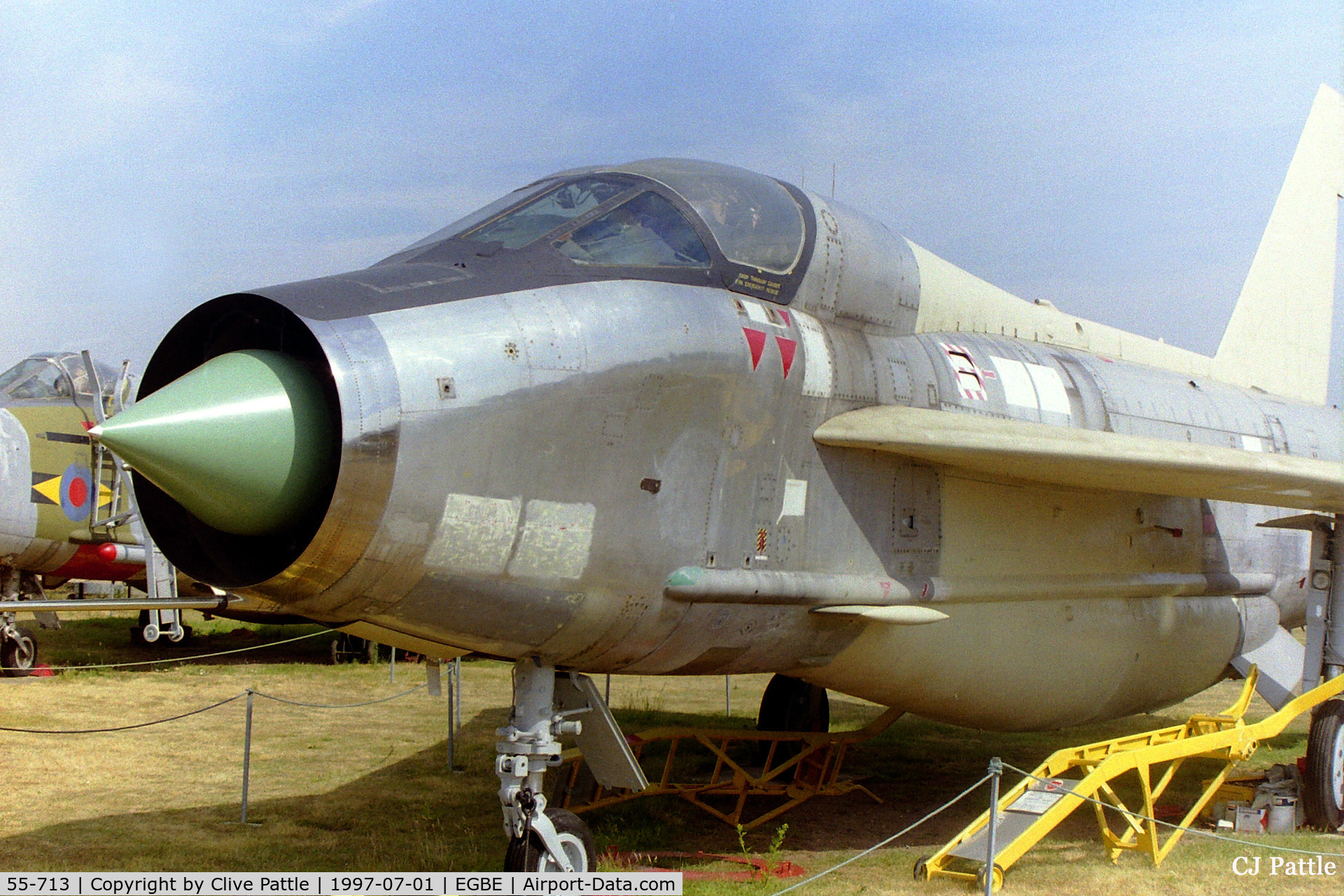 55-713, English Electric Lightning T.55 C/N 95026, On display at the Midland Air Museum in July 1997 mid-restoration