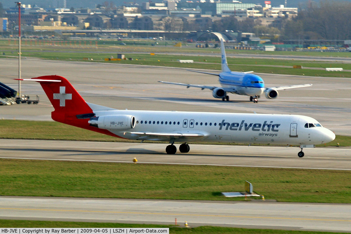 HB-JVE, 1993 Fokker 100 (F-28-0100) C/N 11459, Fokker F-100 [11459] (Helvetic Airways) Zurich~HB 05/04/2009