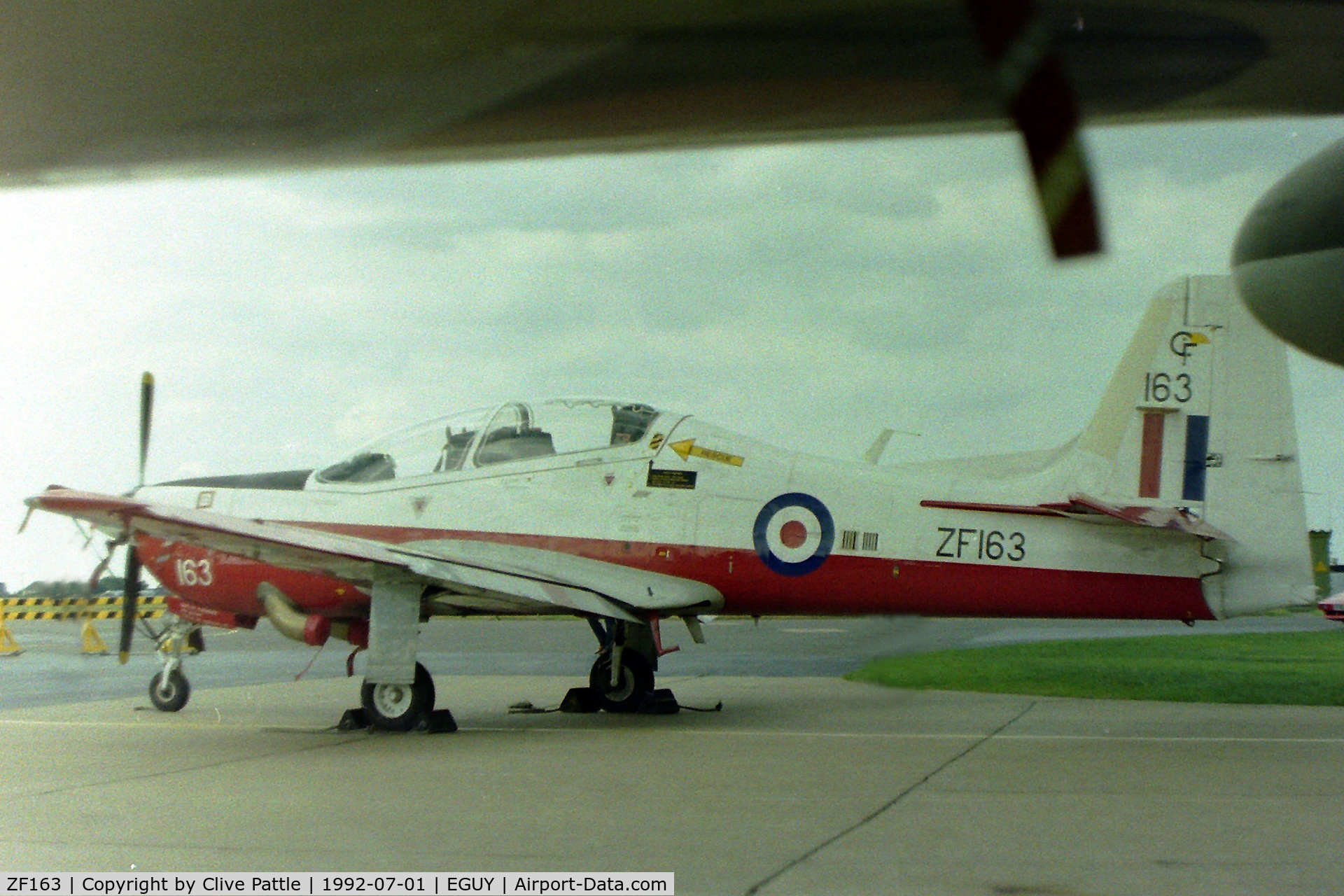 ZF163, 1989 Short S-312 Tucano T1 C/N S015/T15, Pictured whilst visiting RAF Wyton in July 1992