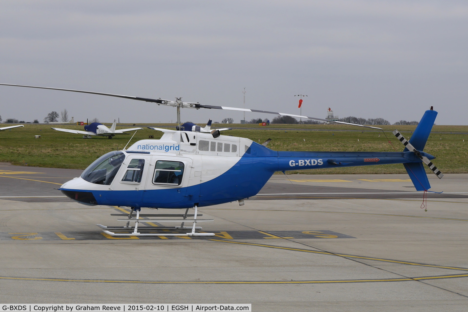 G-BXDS, 1979 Bell 206B JetRanger III C/N 2734, Parked at Norwich.