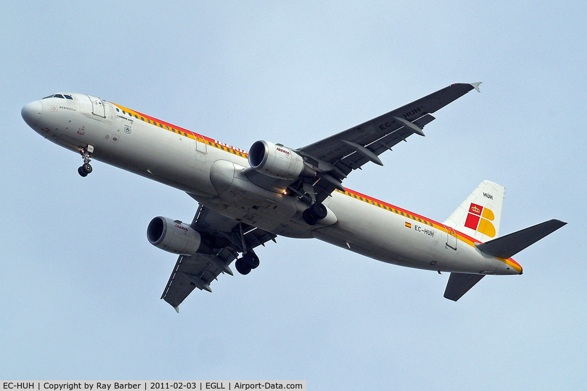 EC-HUH, 1999 Airbus A321-211 C/N 1021, Airbus A321-211 [1021] (Iberia) Home~G 03/02/2011. On approach 27R.
