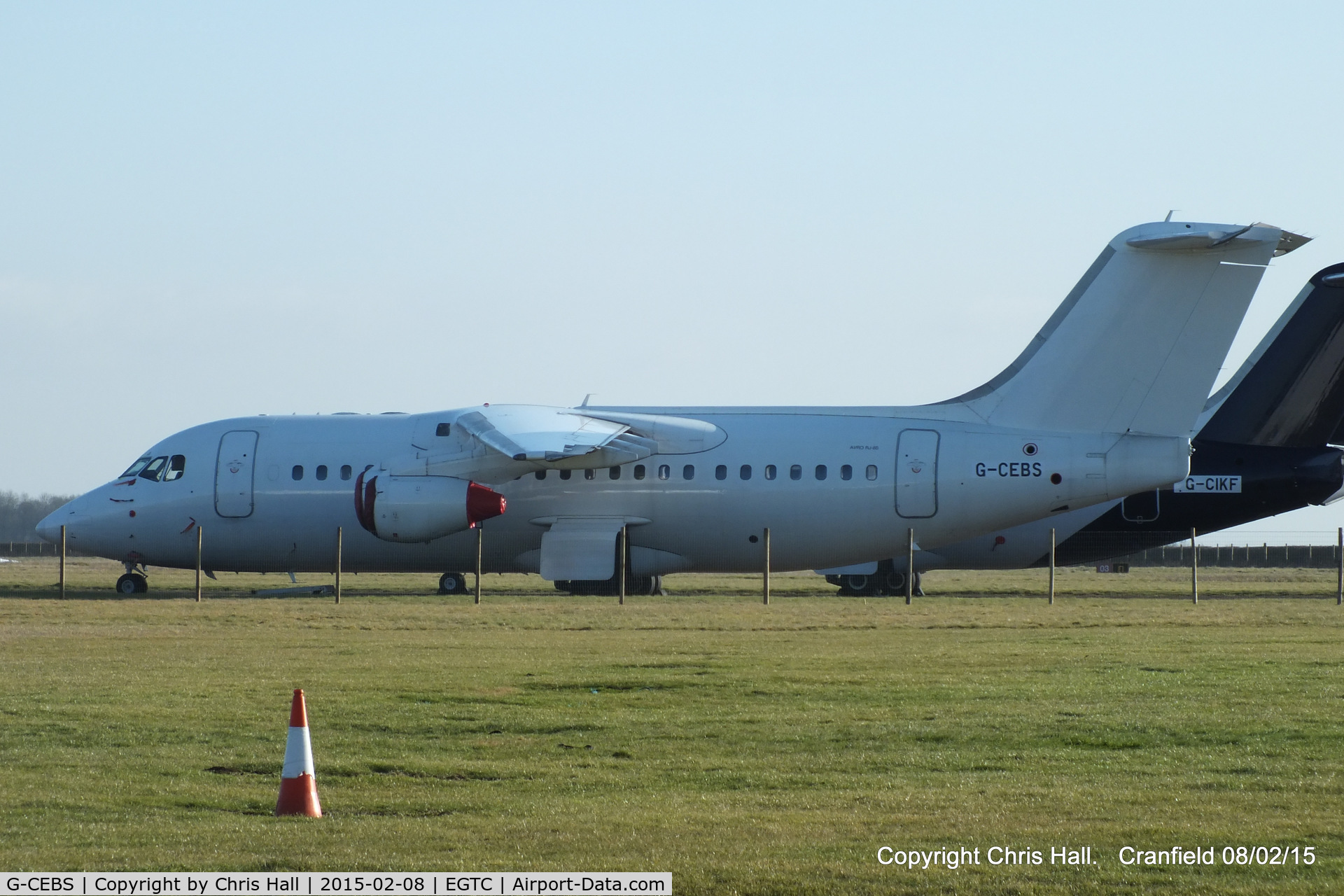 G-CEBS, 1998 British Aerospace Avro 146-RJ85 C/N E.2330, stored at Cranfield