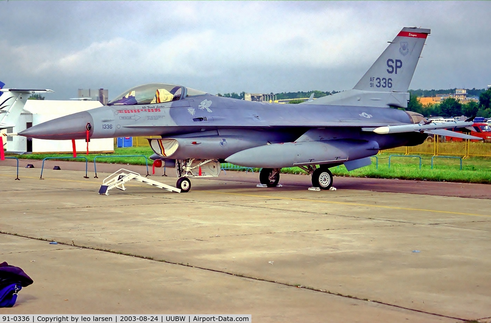 91-0336, 1991 General Dynamics F-16CJ C/N CC-34, Zhukovsky Moscow 24.8.03