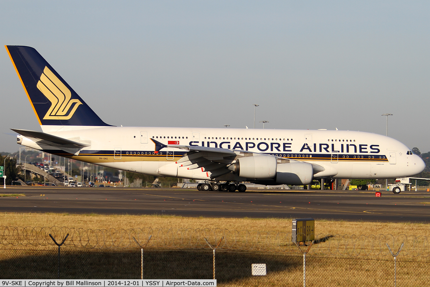 9V-SKE, 2007 Airbus A380-841 C/N 010, taxiing off 34L