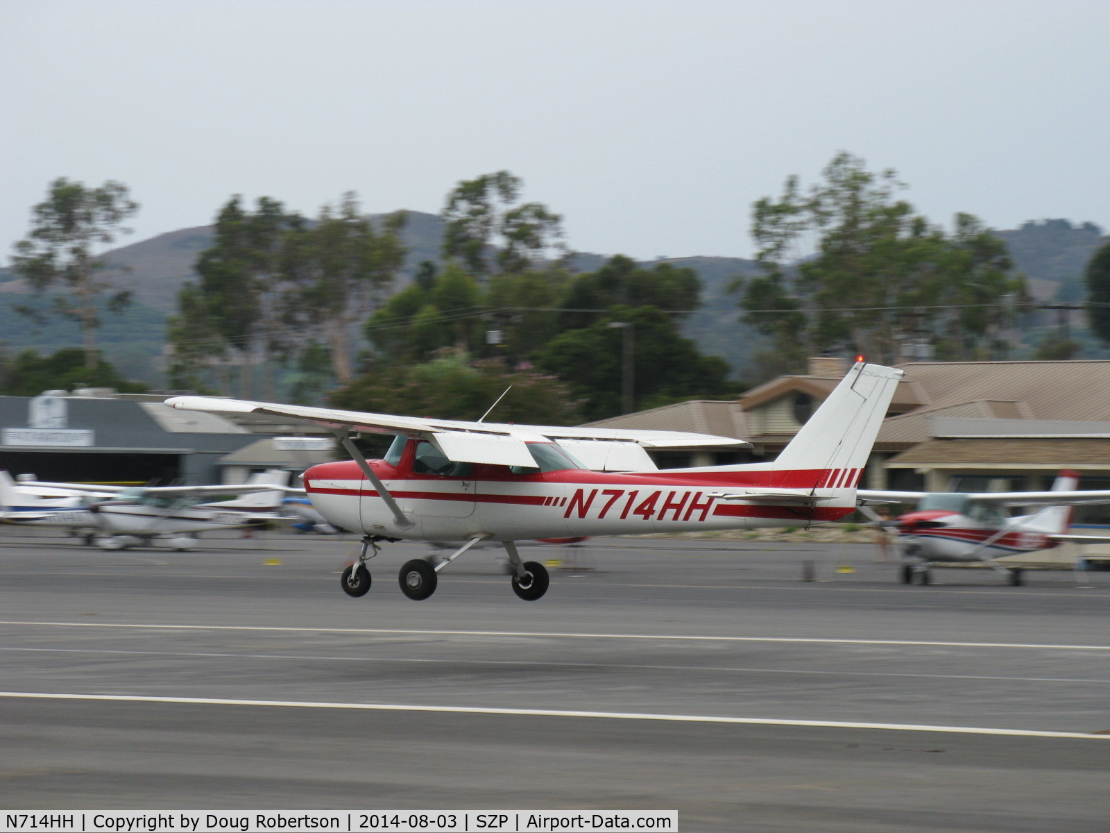 N714HH, 1977 Cessna 150M C/N 15079185, 1977 Cessna 150M, Continental O-200 100 Hp, flaps landing Rwy 22