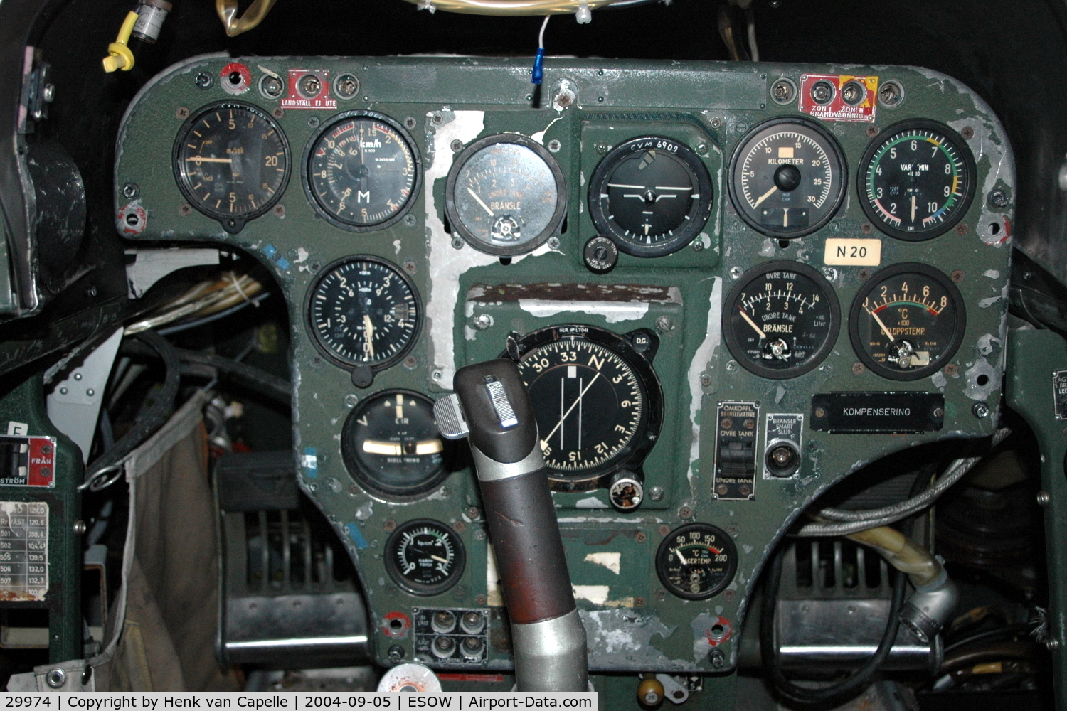 29974, Saab S-29C Tunnan C/N 29-974, The cockpit of S29C reconnaissance fighter preserved in the Västerås Flygmuseum, Sweden.