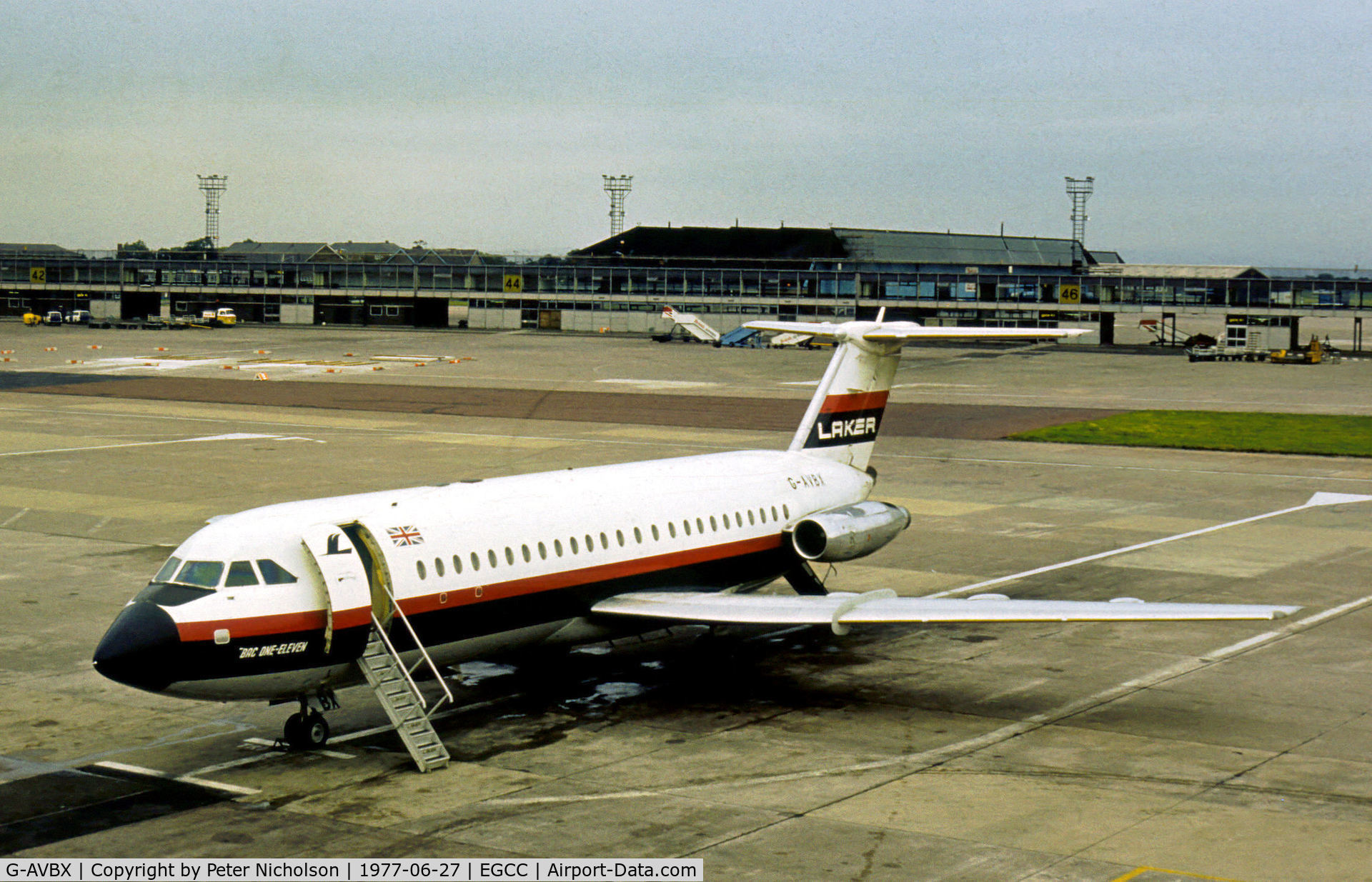 G-AVBX, 1967 BAC 111-320AZ One-Eleven C/N BAC.109, One Eleven of Laker Airways as seen at Manchester in the Summer of 1977.