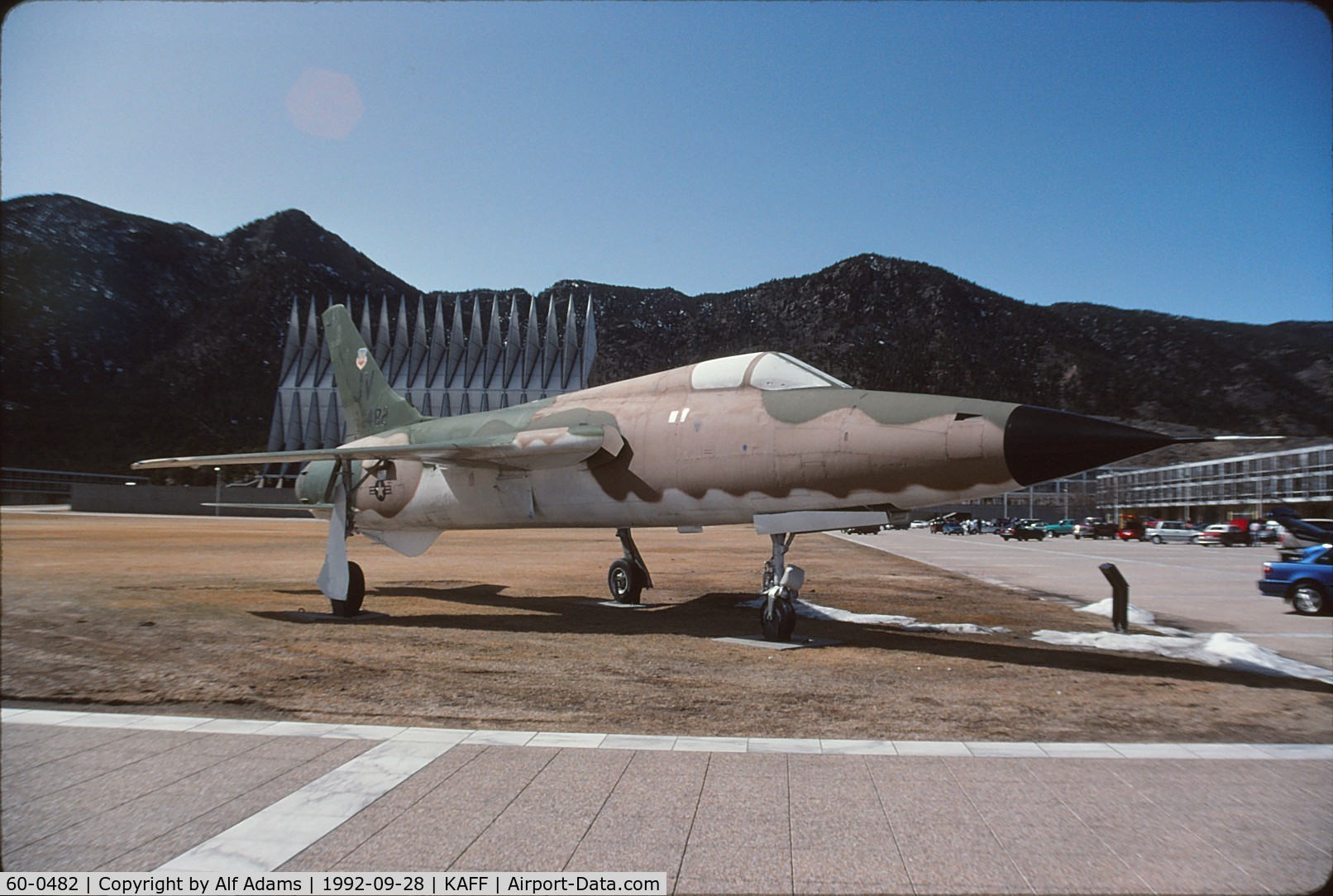 60-0482, 1960 Republic F-105D Thunderchief C/N D169, Displayed at the USAF Academy, Colorado Springs, Colorado in 1992.