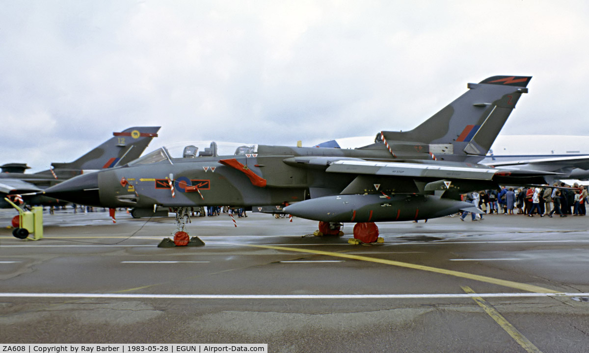ZA608, 1982 Panavia Tornado GR.1 C/N 141/BS045/3072, BAe/Panavia Tornado GR.1 [BS045] (Royal Air Force) RAF Mildenhall~G 28/05/1983. From a slide.