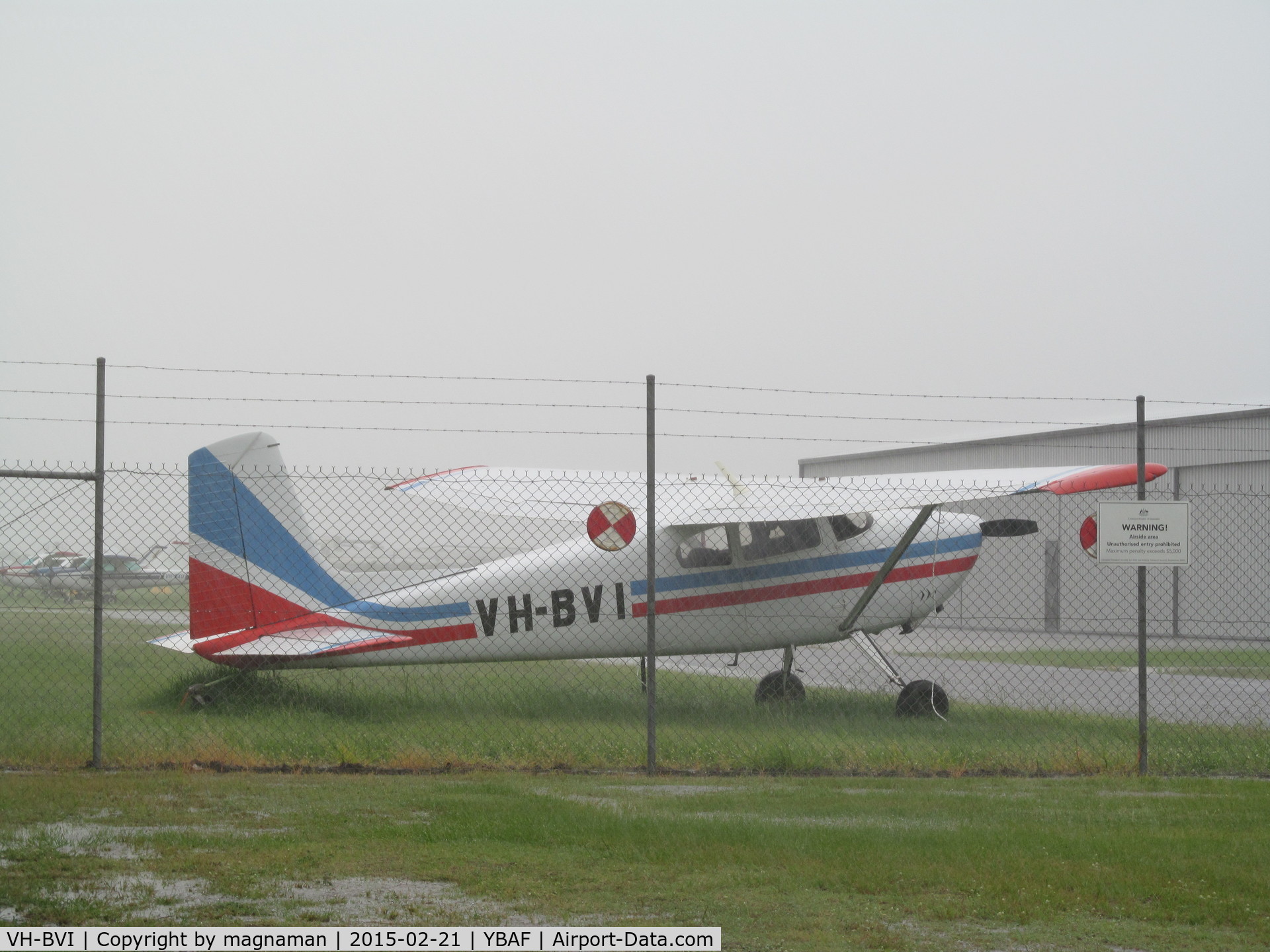 VH-BVI, 1961 Cessna 180C C/N 50752, it was just too wet to get out and get a closer photo!