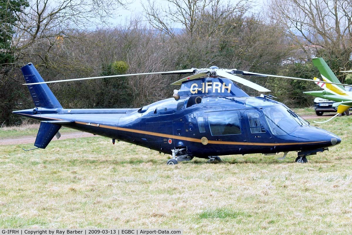 G-IFRH, 1990 Agusta A-109C C/N 7619, Agusta A.109C [7619] Cheltenham~G 13/03/2009/ Seen here with small disc on cheetline.