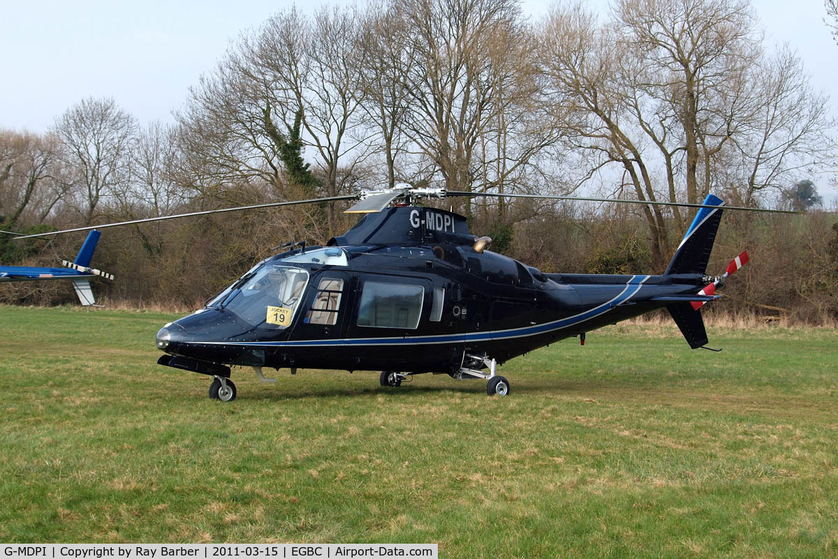 G-MDPI, 1987 Agusta A-109A-2 C/N 7393, Agusta A.109A-2 [7393] Cheltenham~G 15/03/2011
