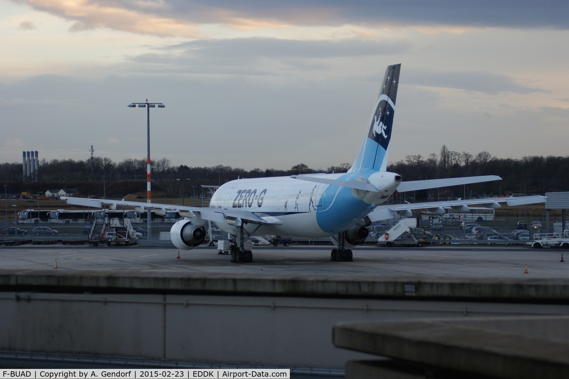 F-BUAD, 1973 Airbus A300B2-103 C/N 003, Novespace, Zero G ttl., is here parked on the apron at Köln / Bonn Airport(EDDK)