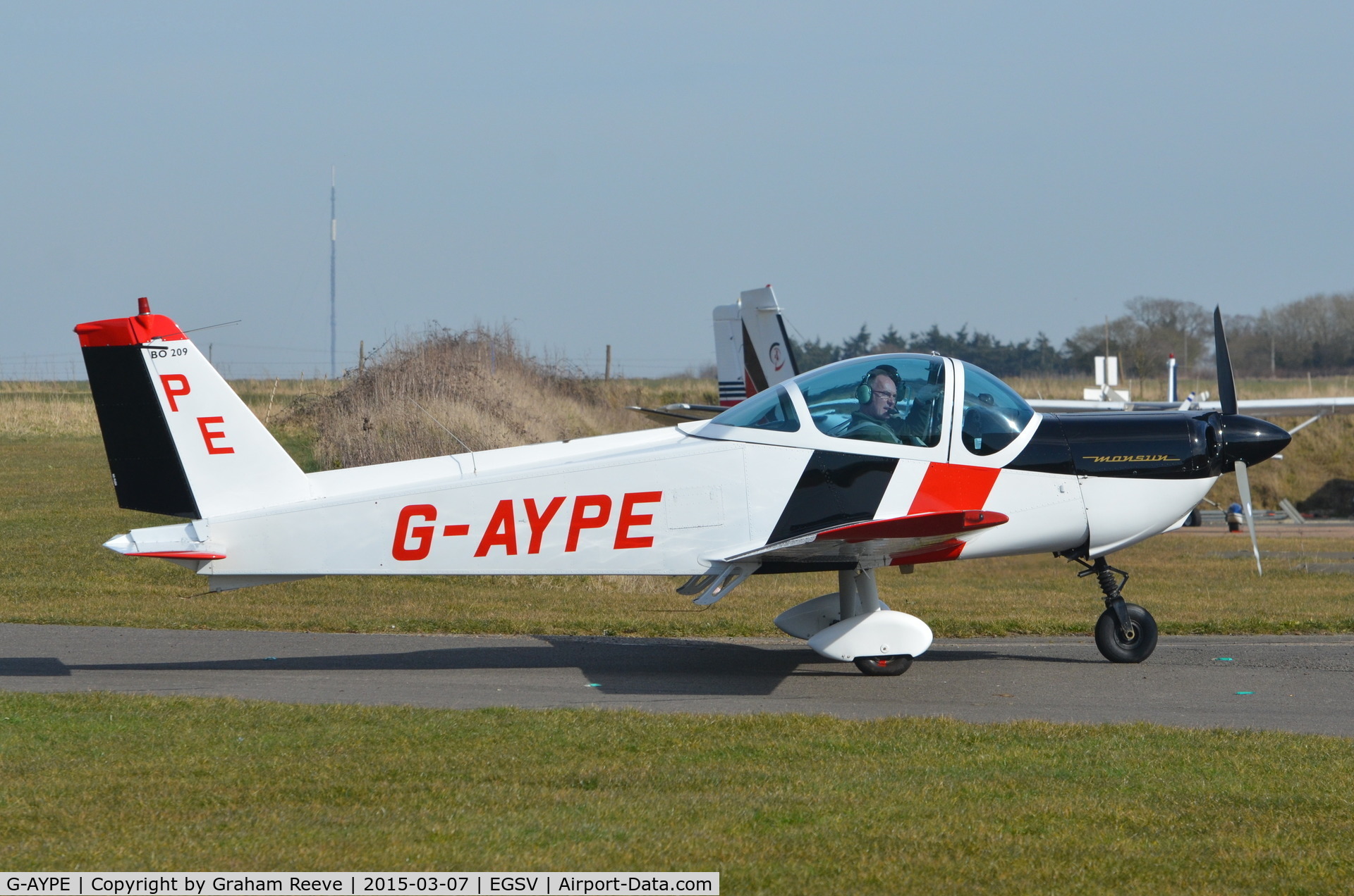 G-AYPE, 1971 Bolkow Bo-209 Monsun 150FF C/N 123, Just landed at Old Buckenham.