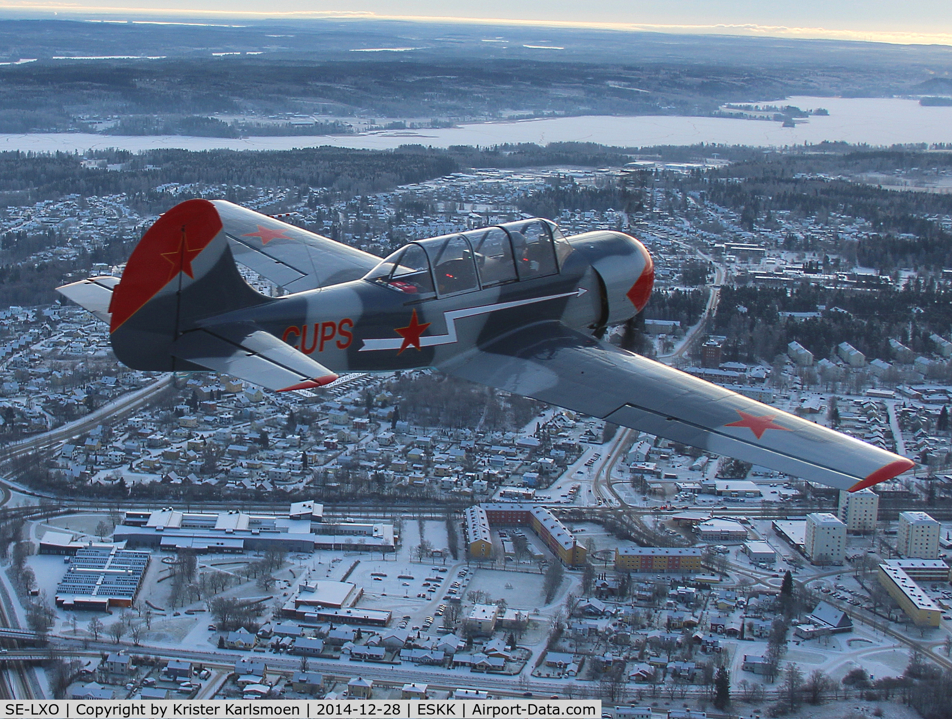 SE-LXO, 1990 Bacau Yak-52 C/N 9010312, Nice evening.