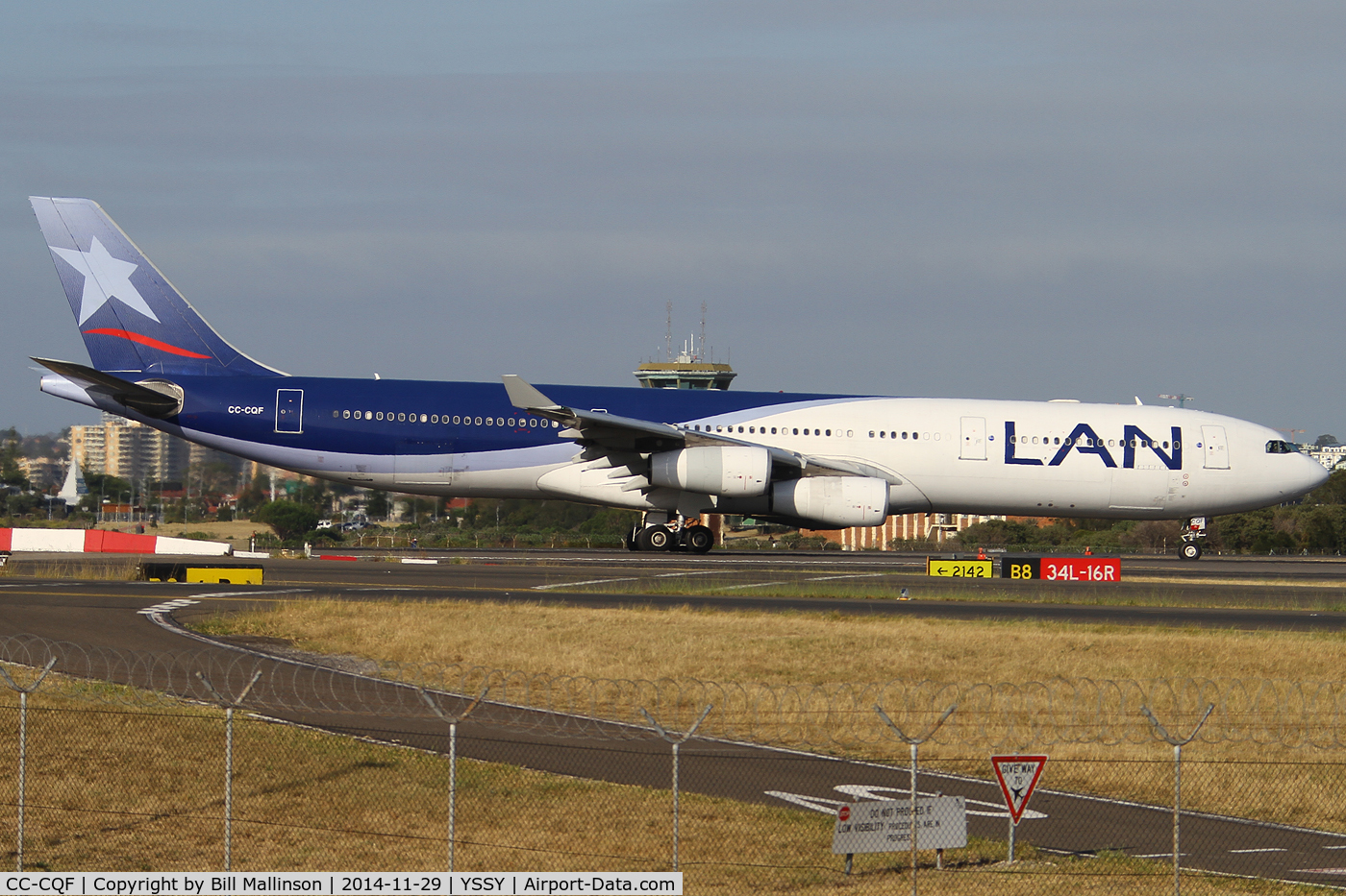 CC-CQF, 2001 Airbus A340-313X C/N 442, taxiing off 34L