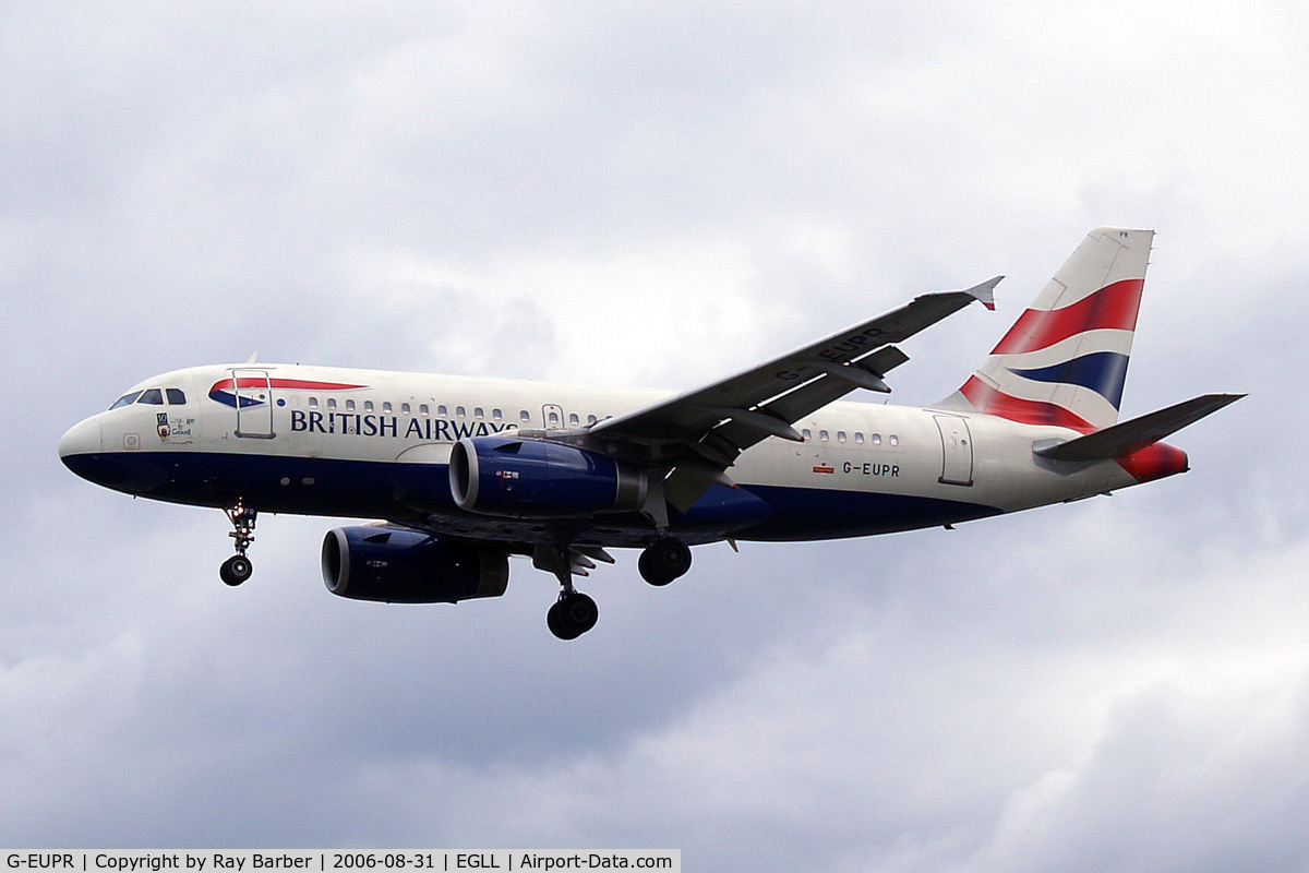 G-EUPR, 2000 Airbus A319-131 C/N 1329, Airbus A319-131 [1329] (British Airways) Heathrow~G 31/08/2006. On finals 27L.