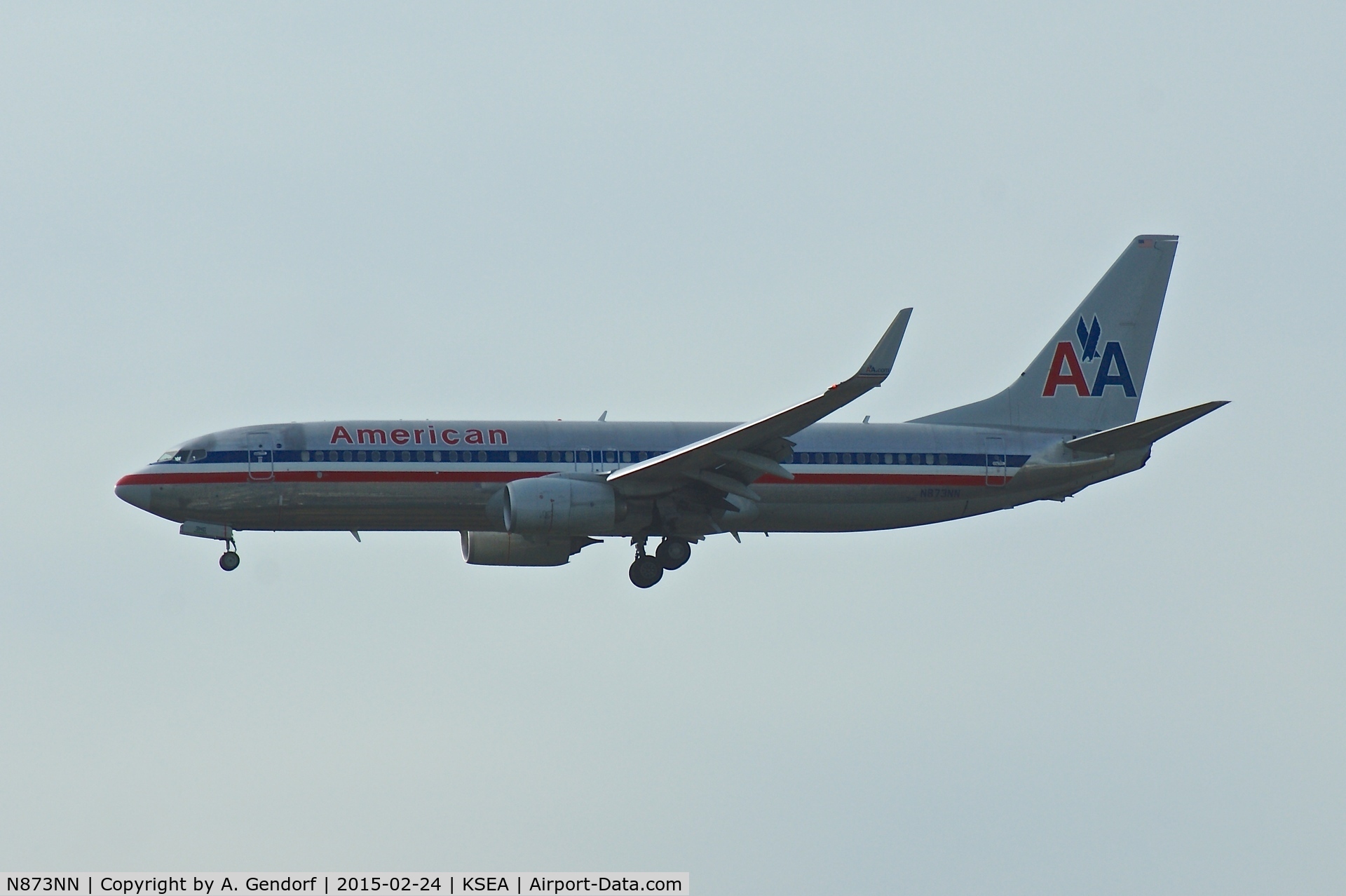 N873NN, 2011 Boeing 737-823 C/N 40766, American Airlines, is here landing at Seattle-Tacoma Int'l(KSEA)