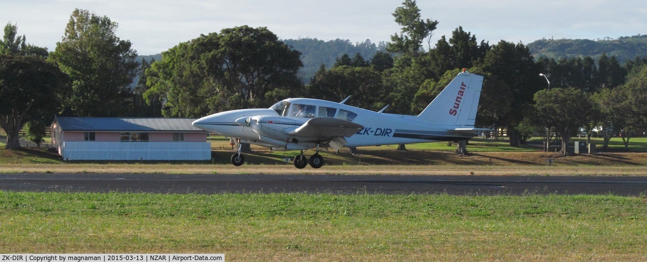 ZK-DIR, Piper PA-23-250 C/N 27-4242, about to land at new area base for sunair at Ardmore