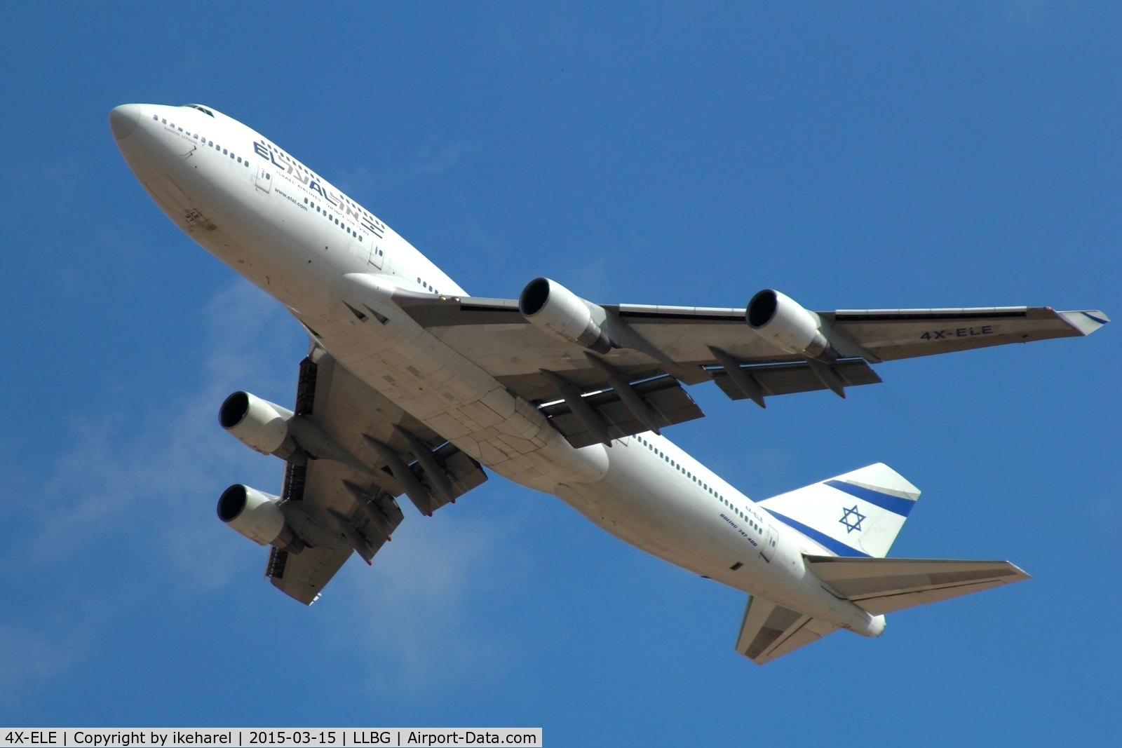 4X-ELE, 1994 Boeing 747-412 C/N 26551, Fly to London, T/O runway 26.