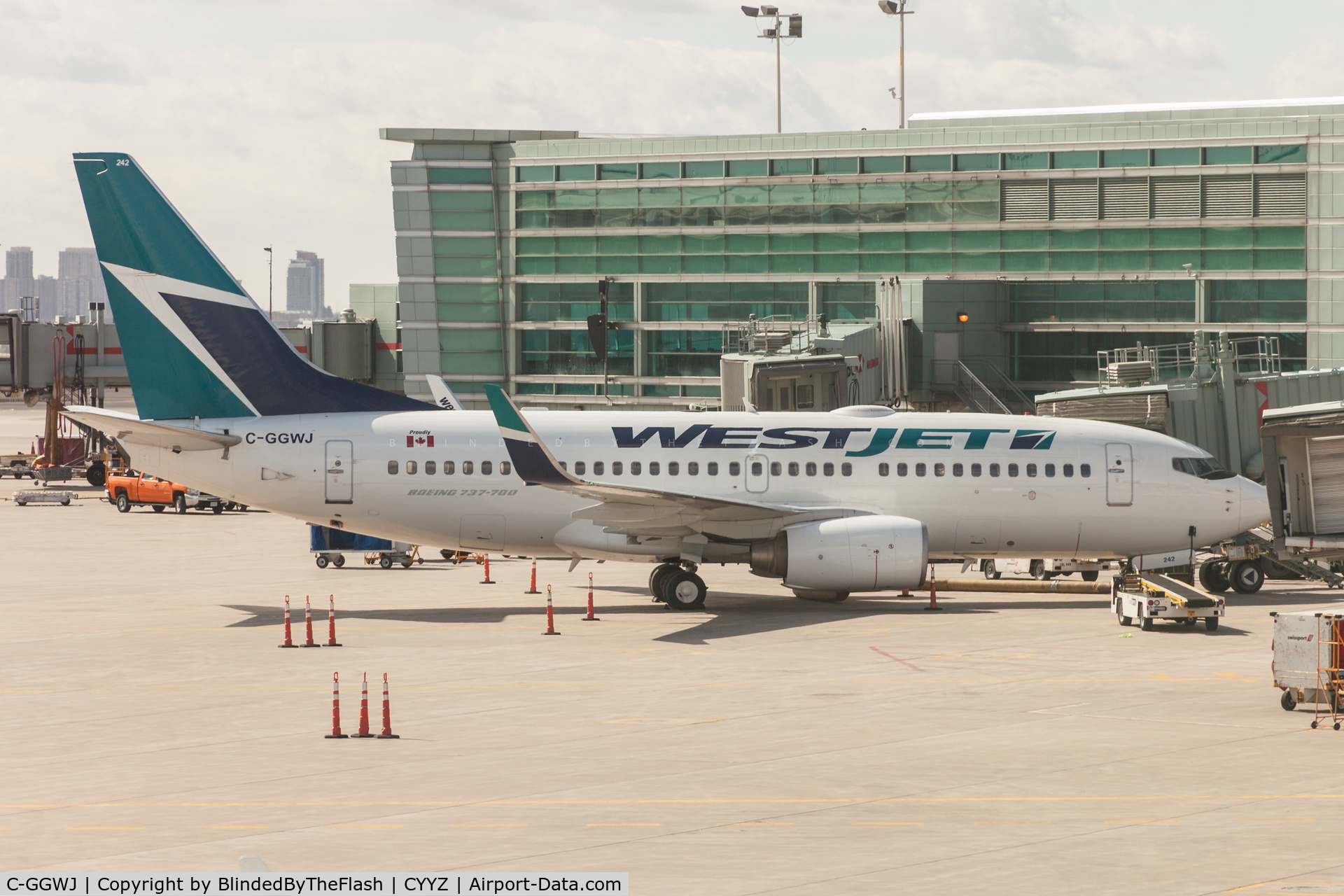 C-GGWJ, 2007 Boeing 737-7CT C/N 35503, Parked at Terminal 3 at Toronto Pearson