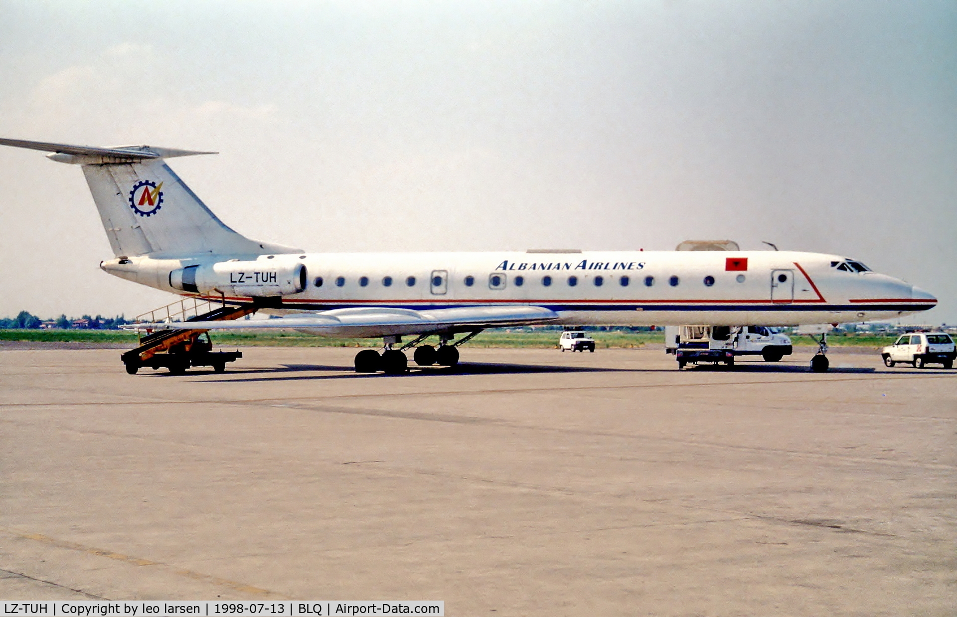 LZ-TUH, 1977 Tupolev Tu-134A-1 C/N 73 60142, Bologna Italy 13.7.98 lease to Albanian AL
