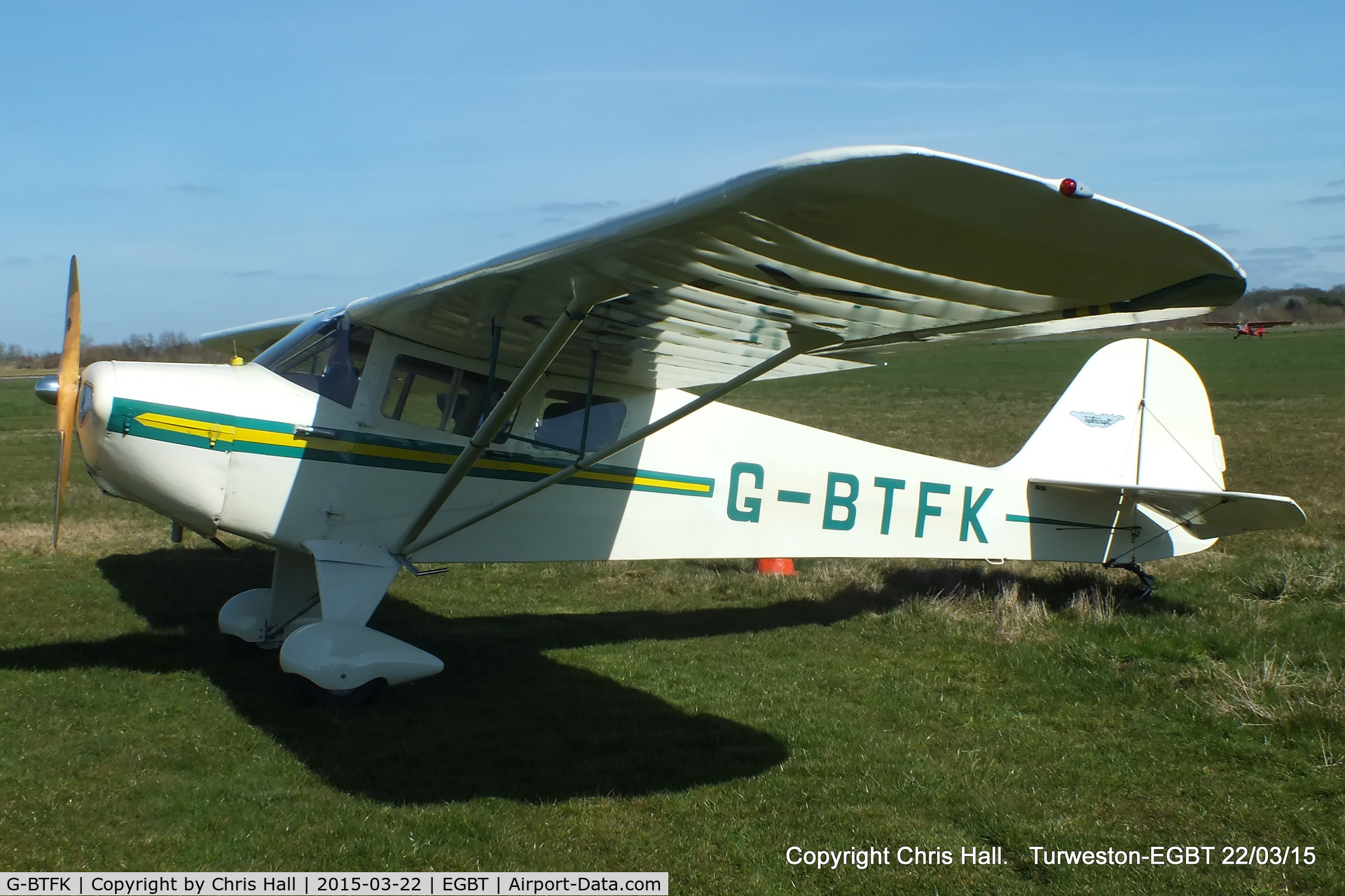 G-BTFK, 1947 Taylorcraft BC-12D Twosome C/N 10540, at the Vintage Aircraft Club spring rally