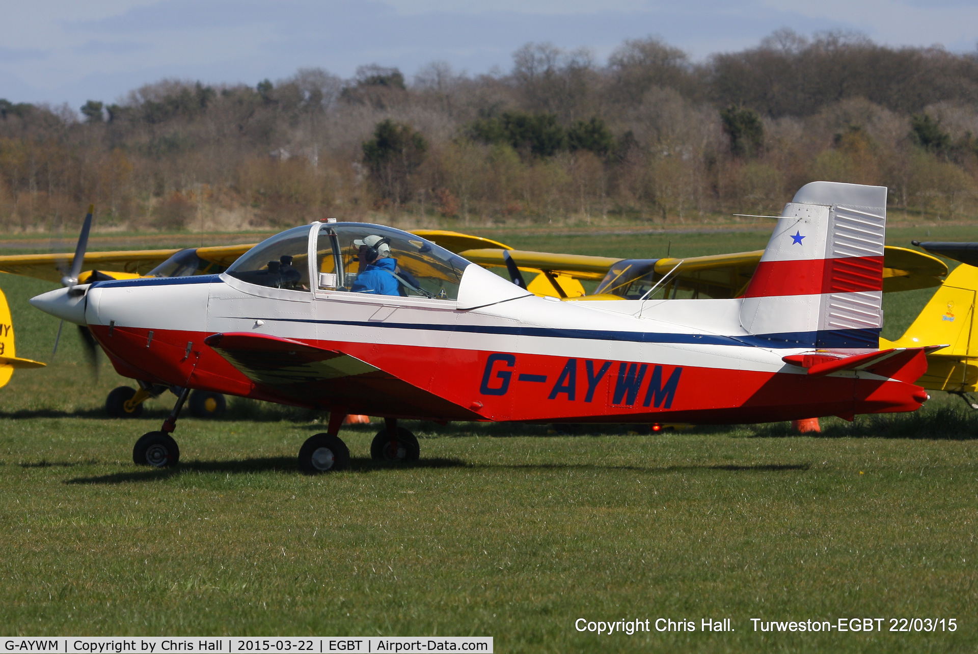 G-AYWM, 1971 AESL Glos-Airtourer Super 150/T6 C/N A534, at the Vintage Aircraft Club spring rally