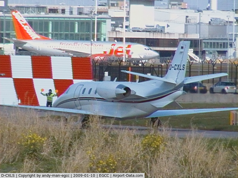 D-CXLS, 2009 Cessna 560XL Citation XLS+ C/N 560-6027, not far to go to the landmark exc ramp