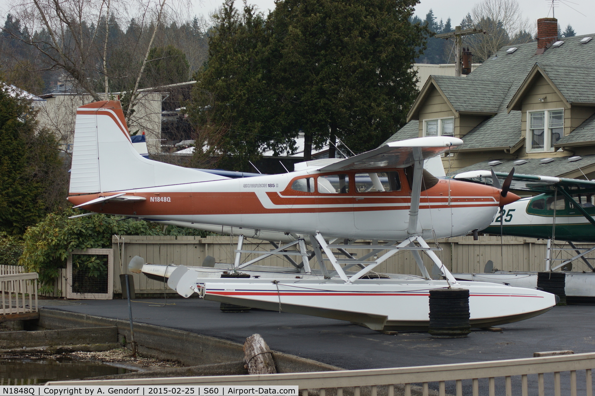 N1848Q, 1977 Cessna A185F Skywagon 185 C/N 18503493, Privat, is here out of the water at Kenmore Air Seaplane Base(S60)