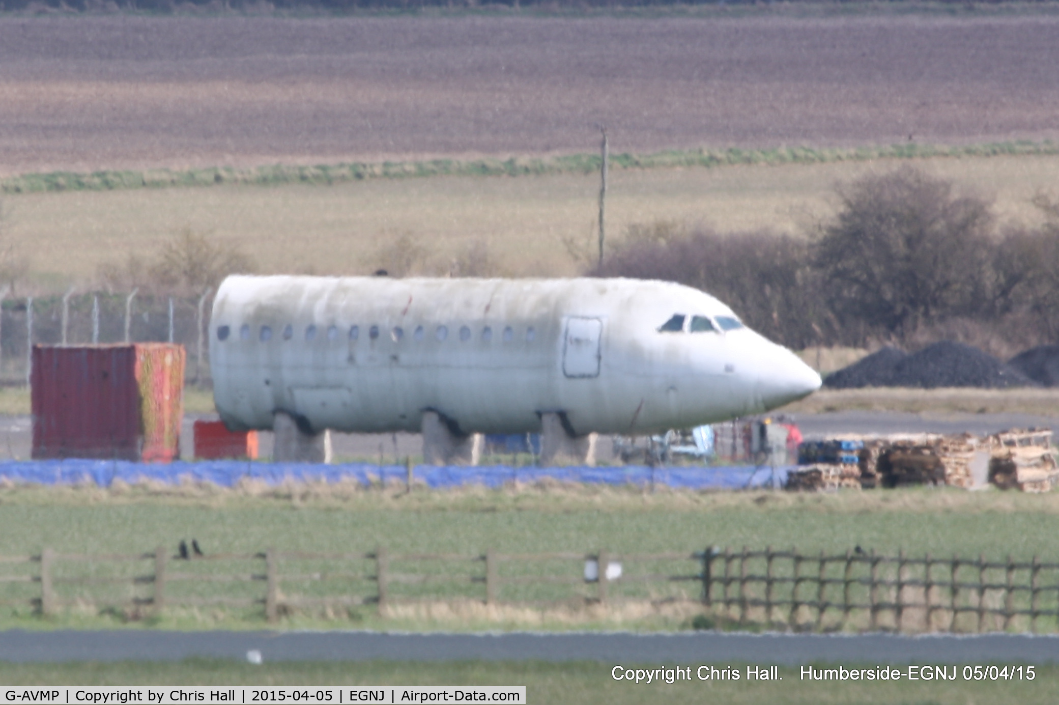 G-AVMP, 1968 BAC 111-510ED C/N BAC.144, former British Airways and European Aviation BAC 1-11 used as a cabin fire trainer at Humberside Airport