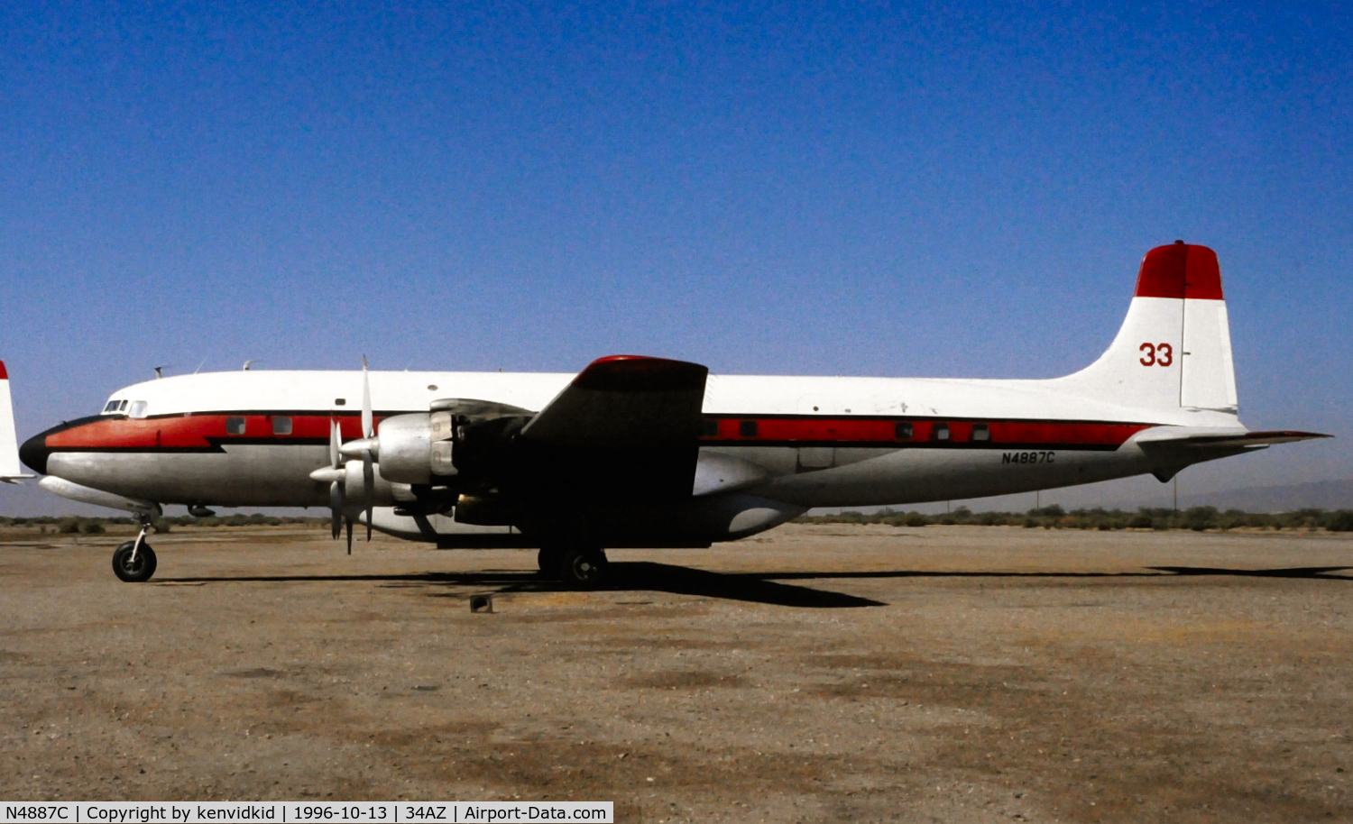 N4887C, Douglas DC-7B C/N 45351, Copied from slide.