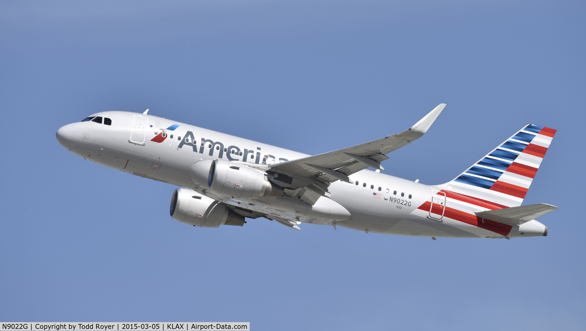 N9022G, 2014 Airbus A319-112 C/N 6310, Departing LAX on 25R