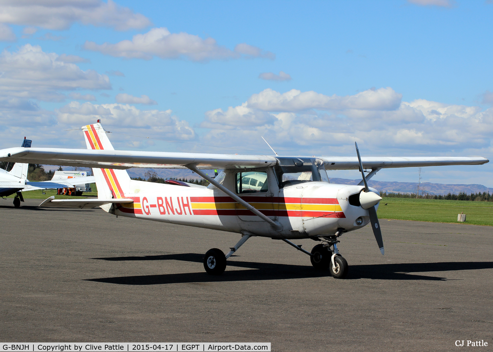 G-BNJH, 1982 Cessna 152 C/N 152-85401, Parked in the sun at Perth EGPT
