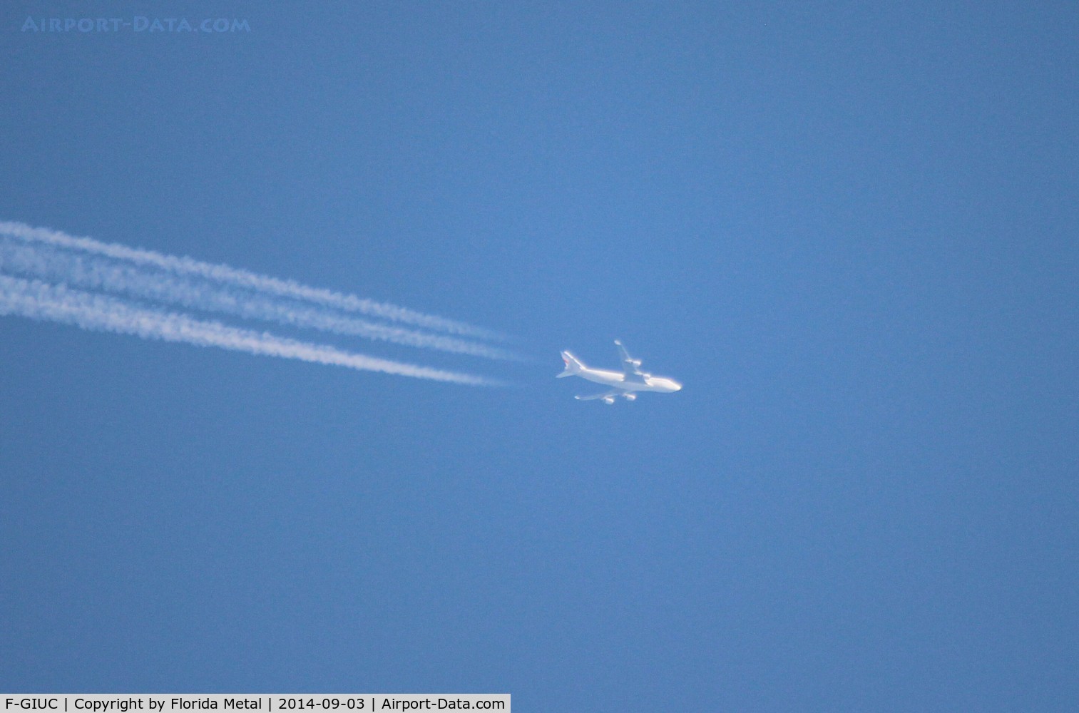 F-GIUC, 2002 Boeing 747-428F/ER/SCD C/N 32867, Air France Cargo 747-400F over St. Petersburg FL flying CDG-MEX at 38,000 ft