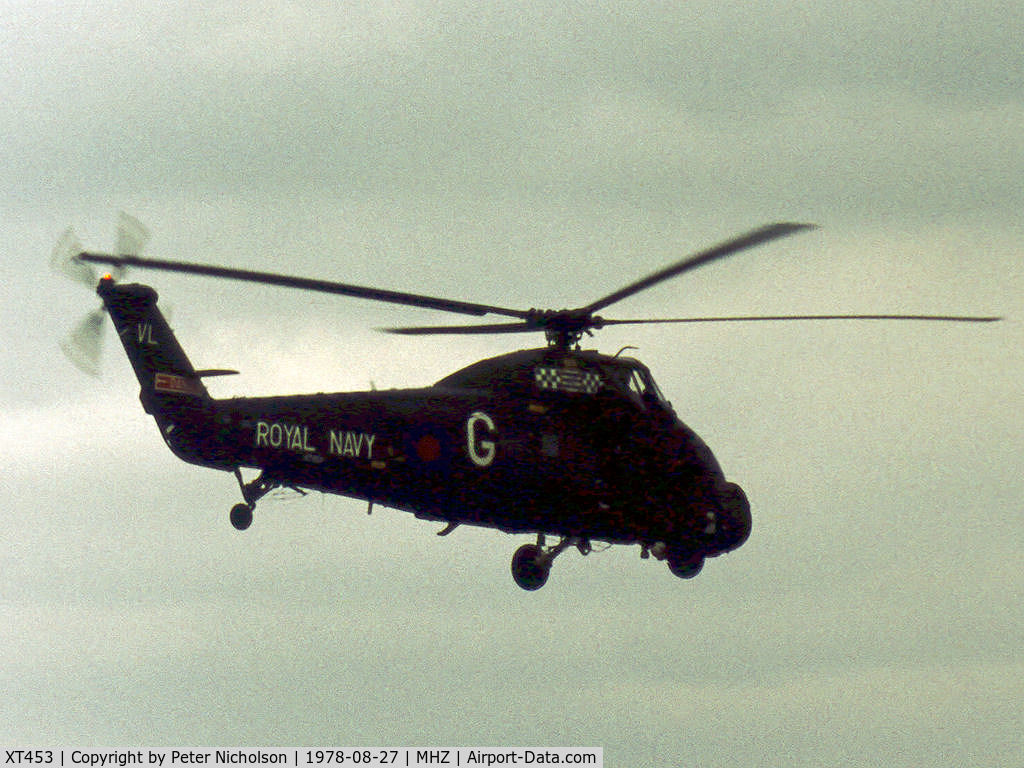XT453, 1965 Westland Wessex HU.5 C/N WA275, Wessex HU.5 of 845 Squadron based at RNAS Yeovilton in action at he 1978 RAF Mildenhall Air Fete.