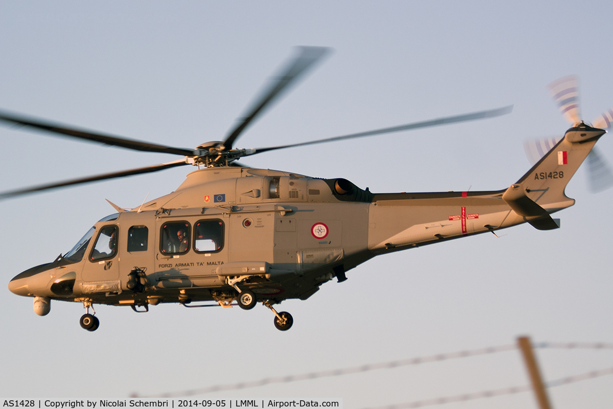 AS1428, 2014 AgustaWestland AW-139 C/N 31560, Flyby on runway 31 before landing on apron 7