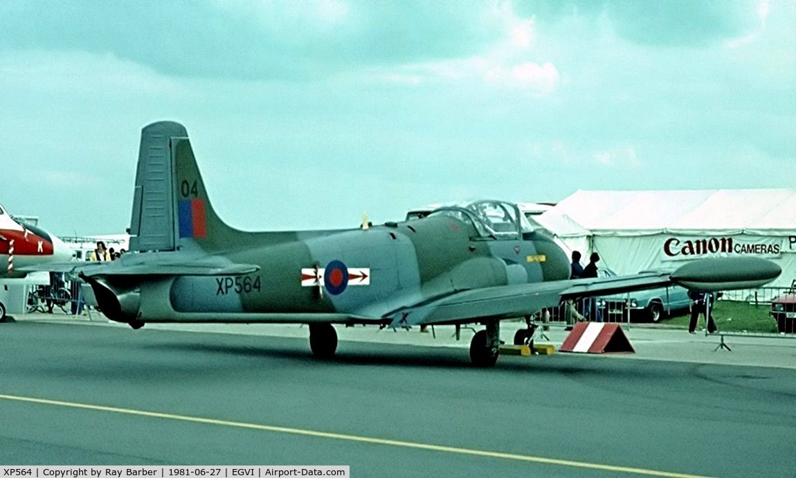 XP564, 1962 BAC 84 Jet Provost T.4 C/N PAC/W/15523, BAC Jet Provost T.4 [PAC/W/15523] (Royal Air Force) RAF Greenham Common~G 27/06/1981. From a slide.
