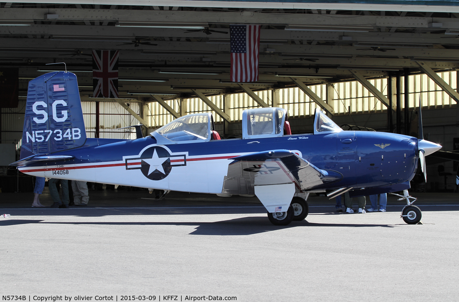 N5734B, 1956 Beech D-45 Mentor C/N BG-365, Falcon field open door day