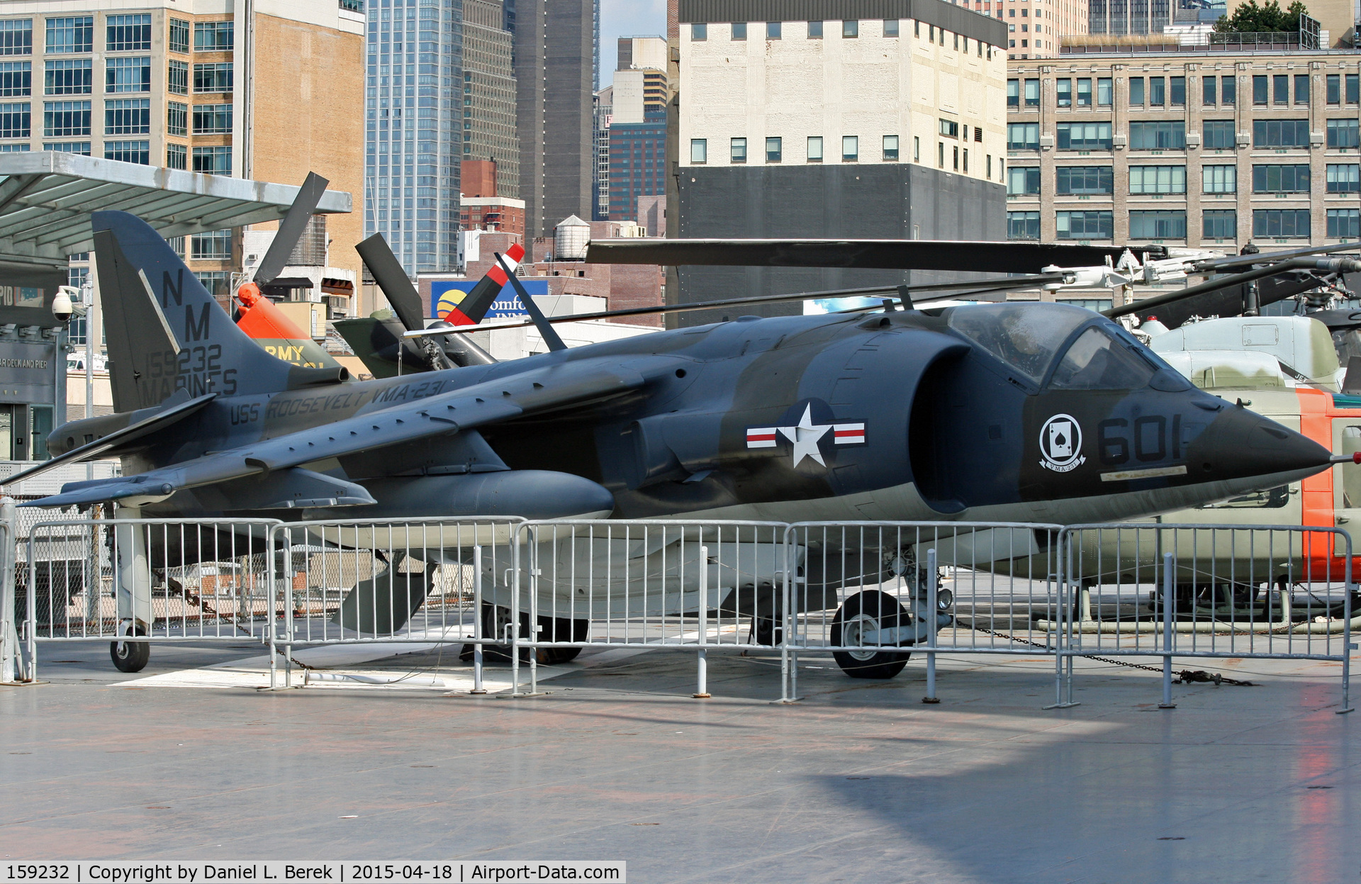 159232, Hawker Siddeley AV-8C Harrier C/N 712141, I find the Harrier to be an exceptionally photogenic aircraft.  This example is on board the U.S.S. Intrepid, New York City.