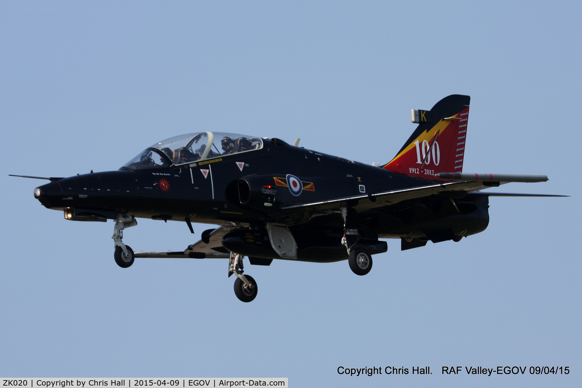 ZK020, 2009 British Aerospace Hawk T2 C/N RT011/1249, RAF IV Sqn with 100 Years Special Tail scheme